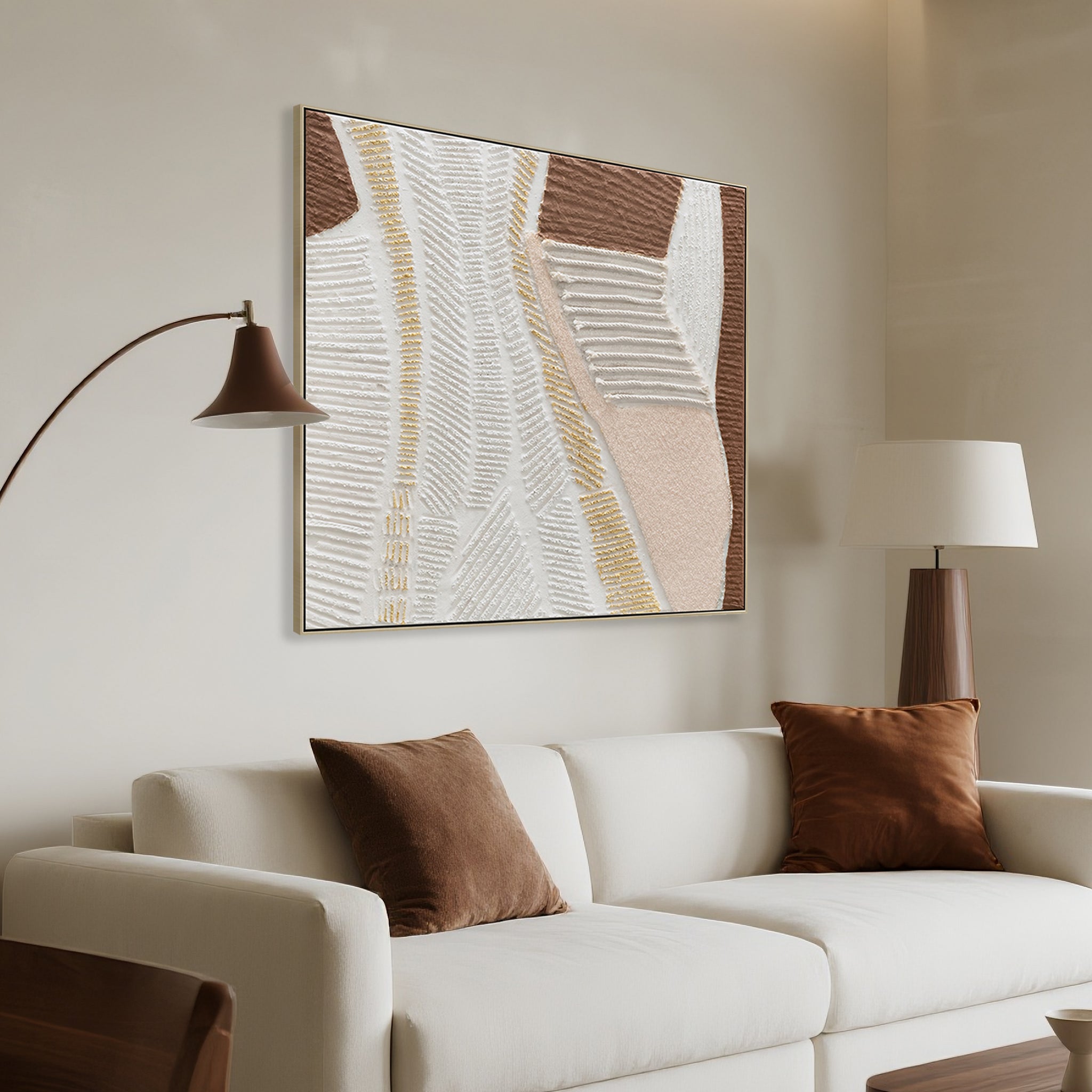 100 x 100cm Framed Canvas - Natural