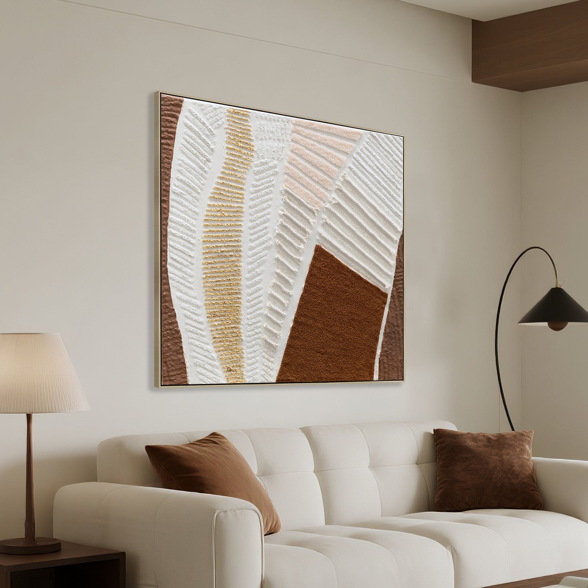 100 x 100cm Framed Canvas - Natural
