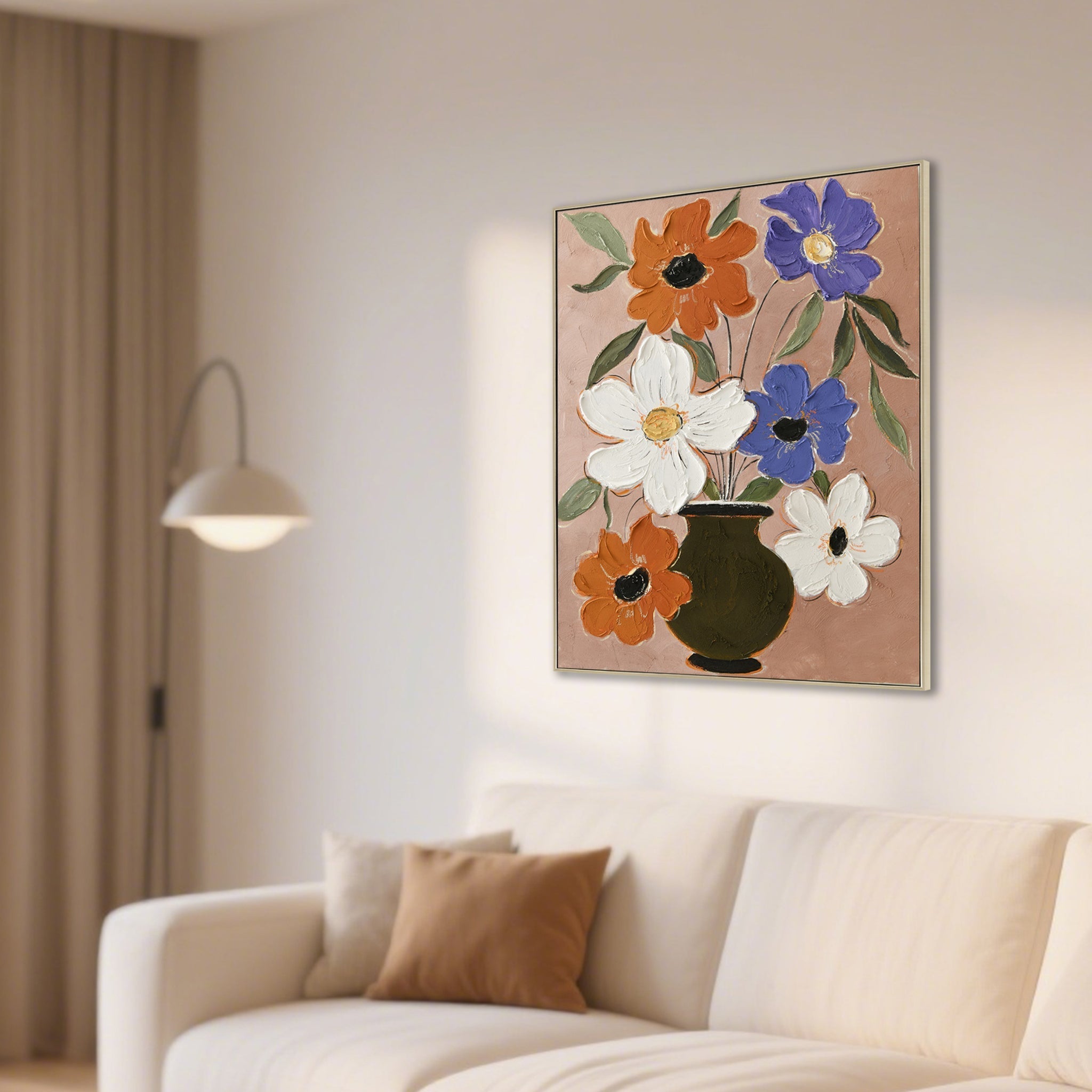 80 x 100cm Framed Canvas - Natural