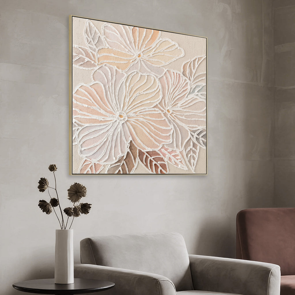 80 x 80cm Framed Canvas - Natural