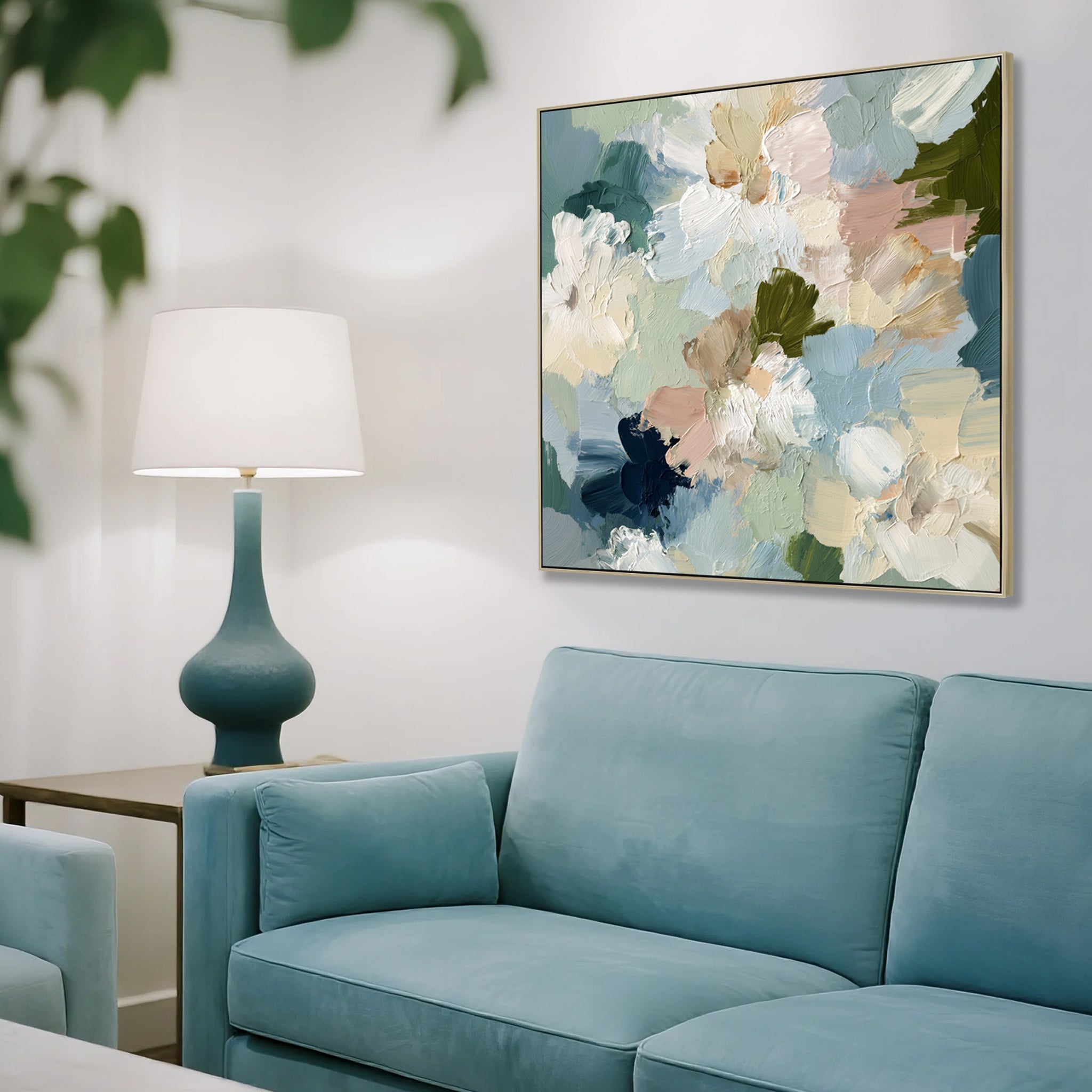 100 x 100cm Framed Canvas - Natural