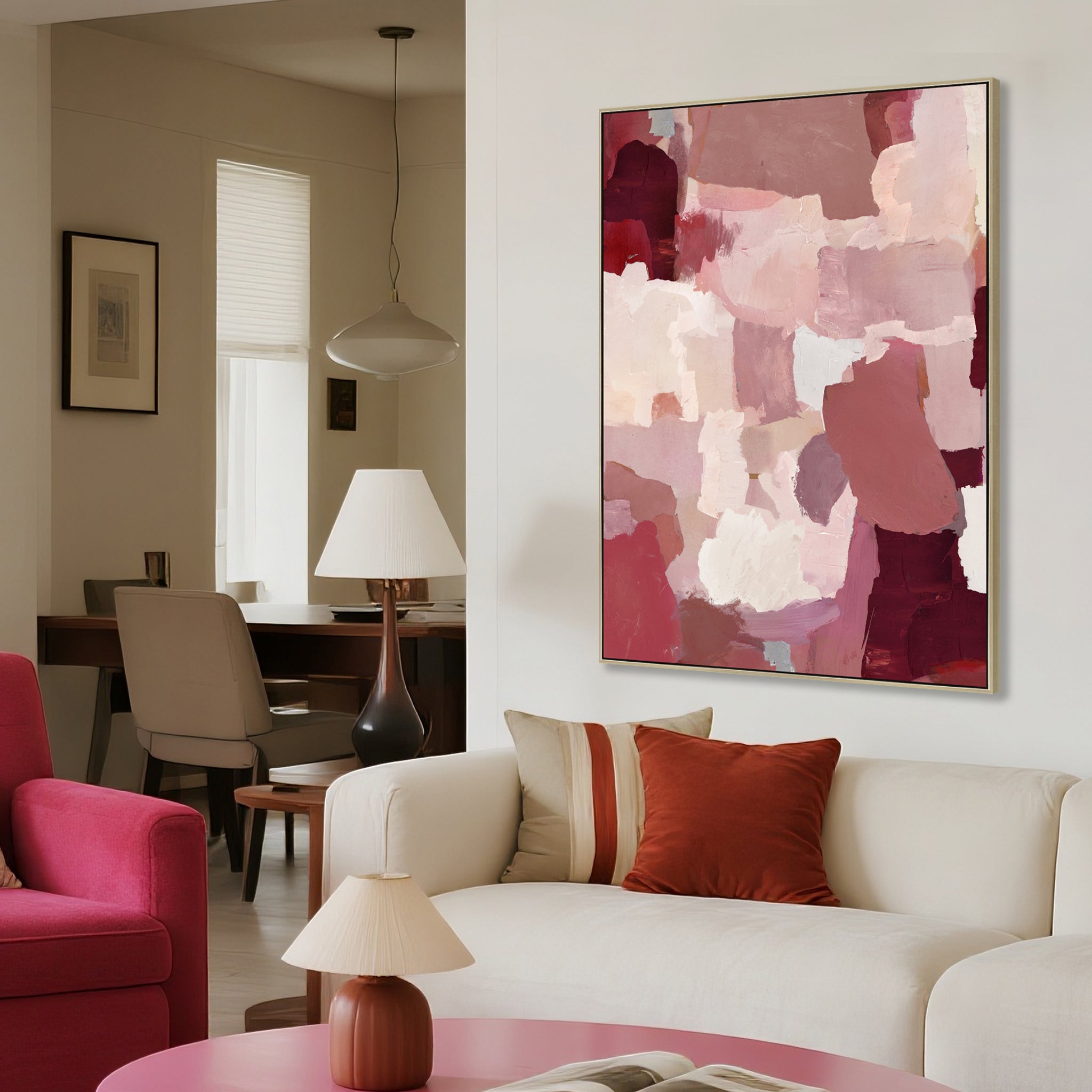 100 x 140cm Framed Canvas - Natural