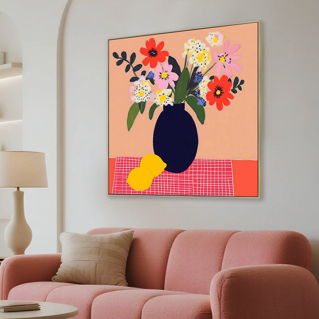 60 x 60cm Framed Canvas - Natural