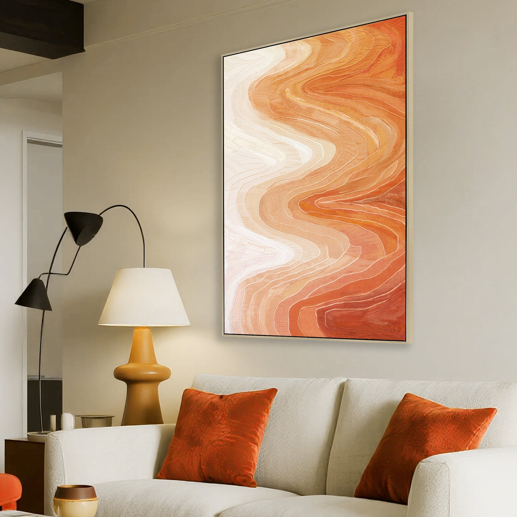 100 x 150cm Framed Canvas - Natural