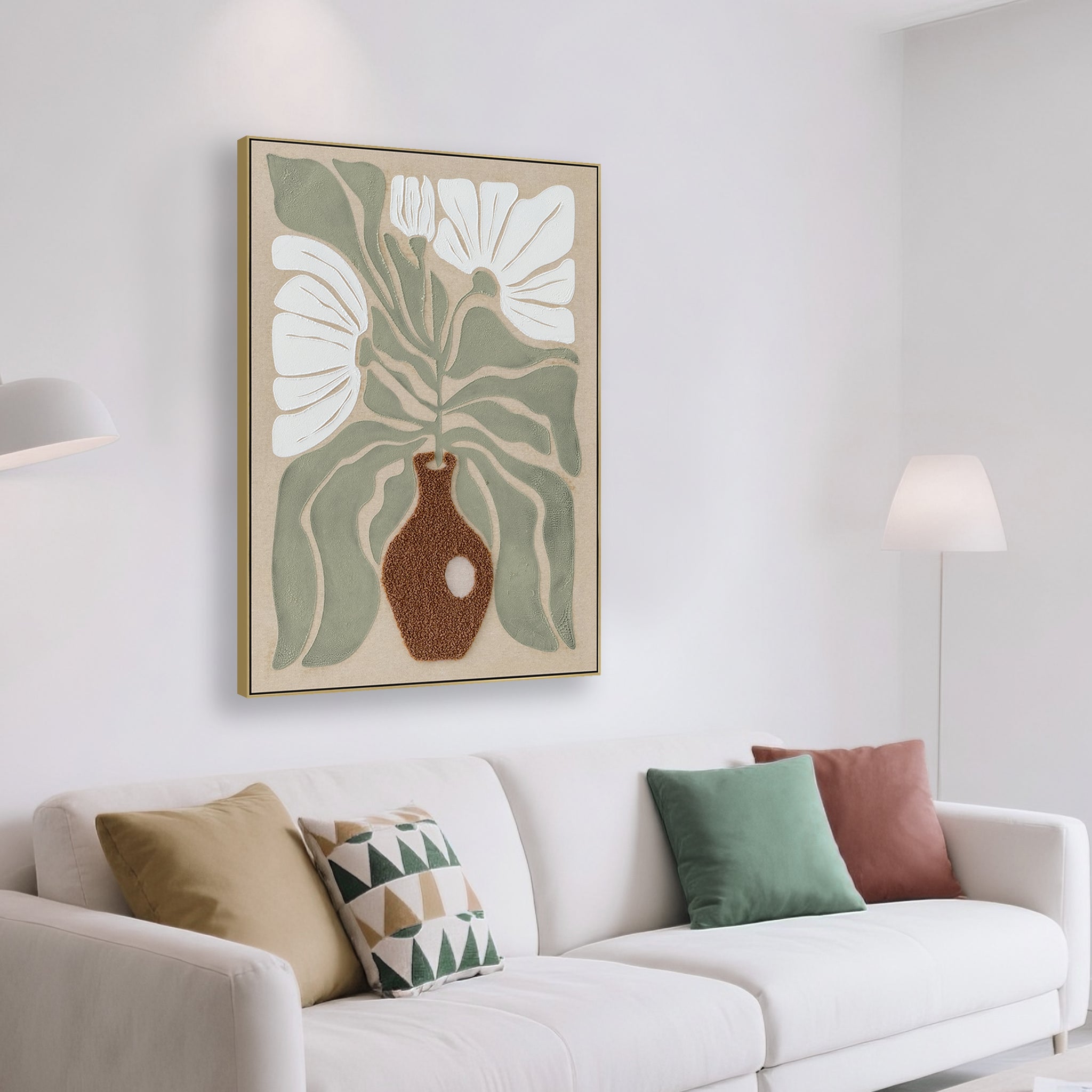 60 x 90cm Framed Canvas - Light Natural