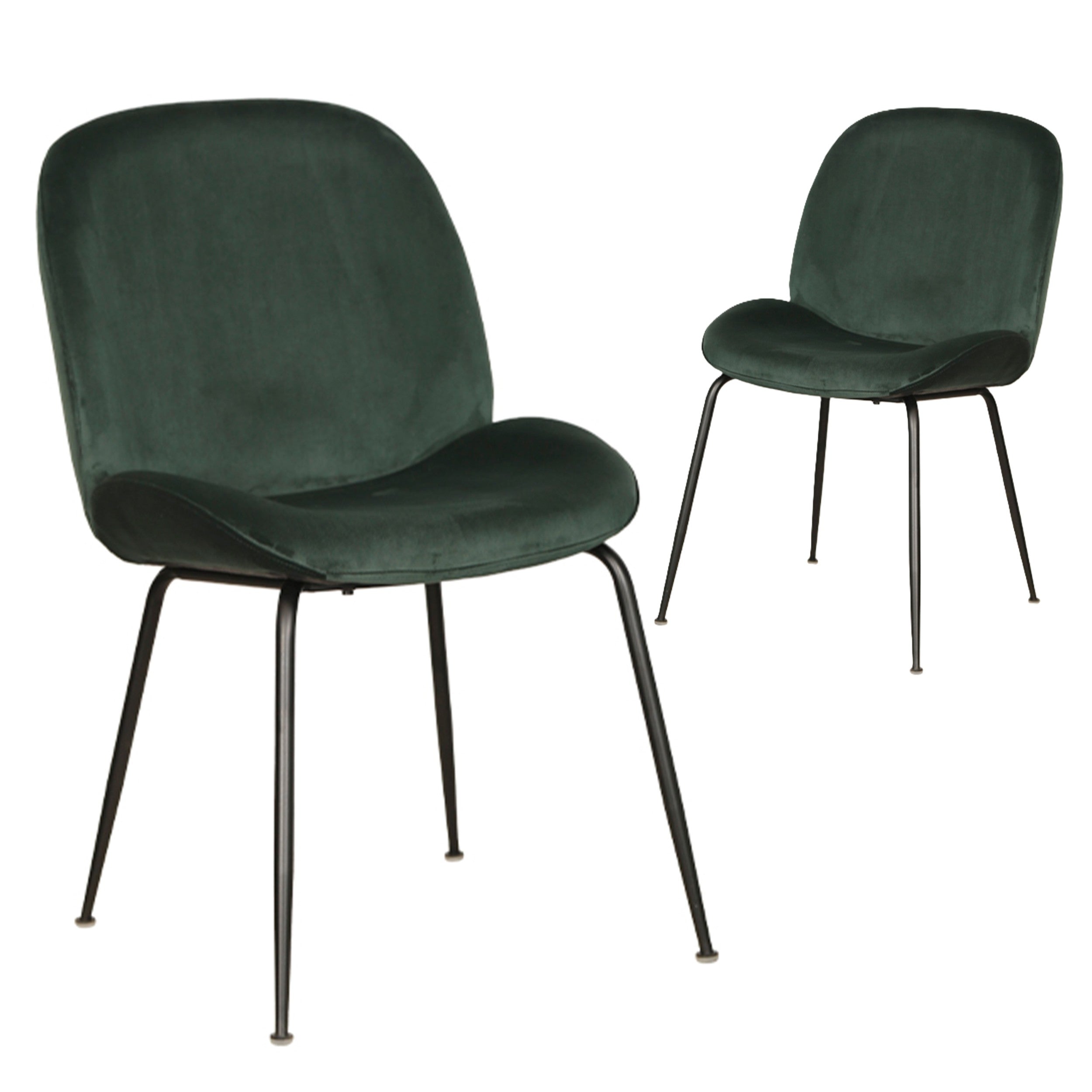 Velour Dining Chair Emerald Black Frame (Set of 2)
