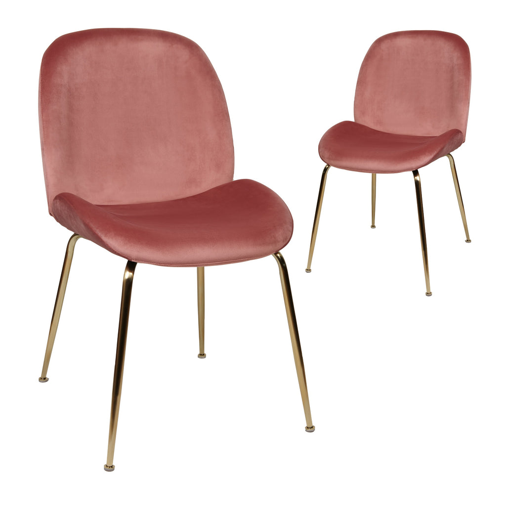 Velour Dining Chair Blush Velvet  And Gold Frame (Set of 2)