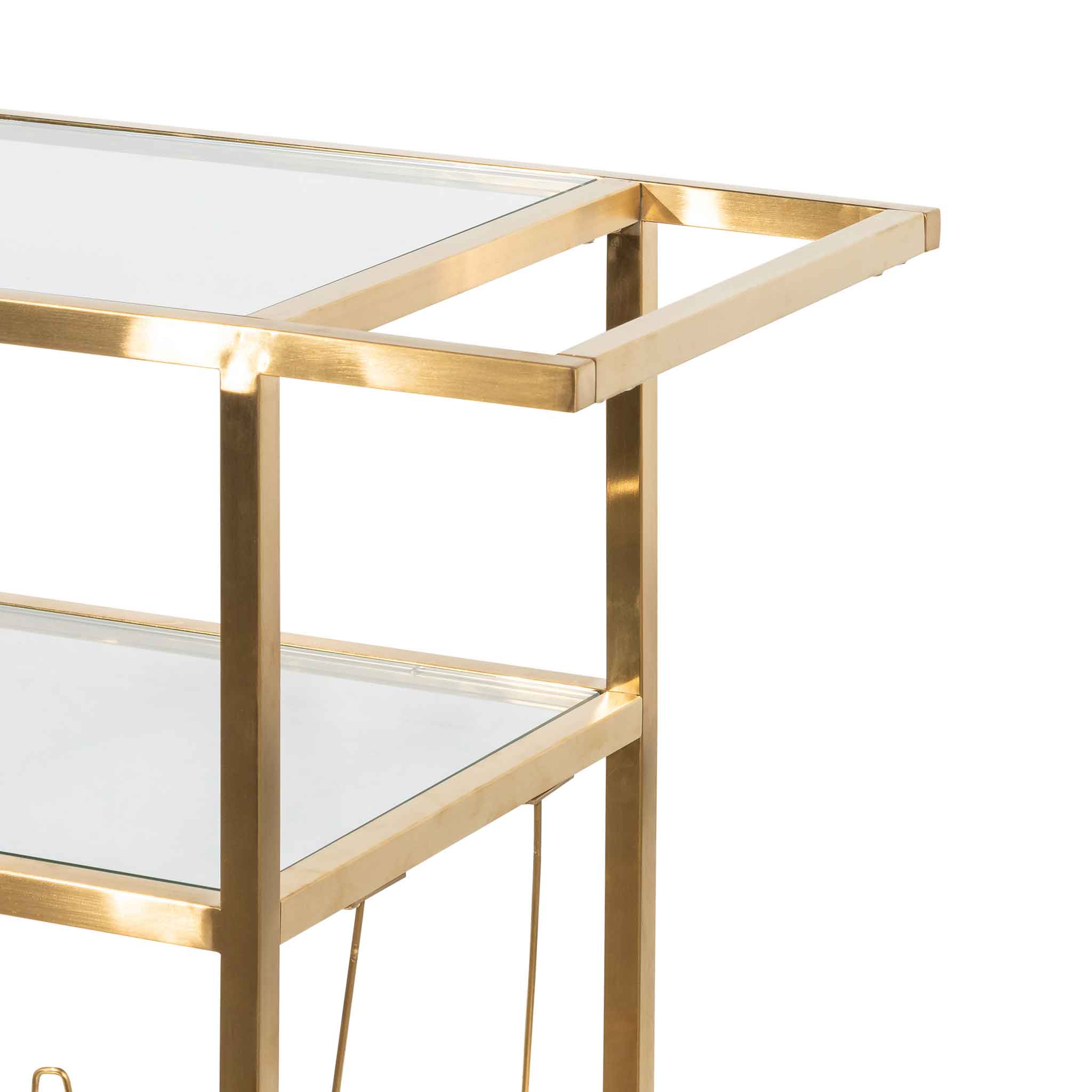Glass Amalfi Bar Cart - Brushed Gold Base