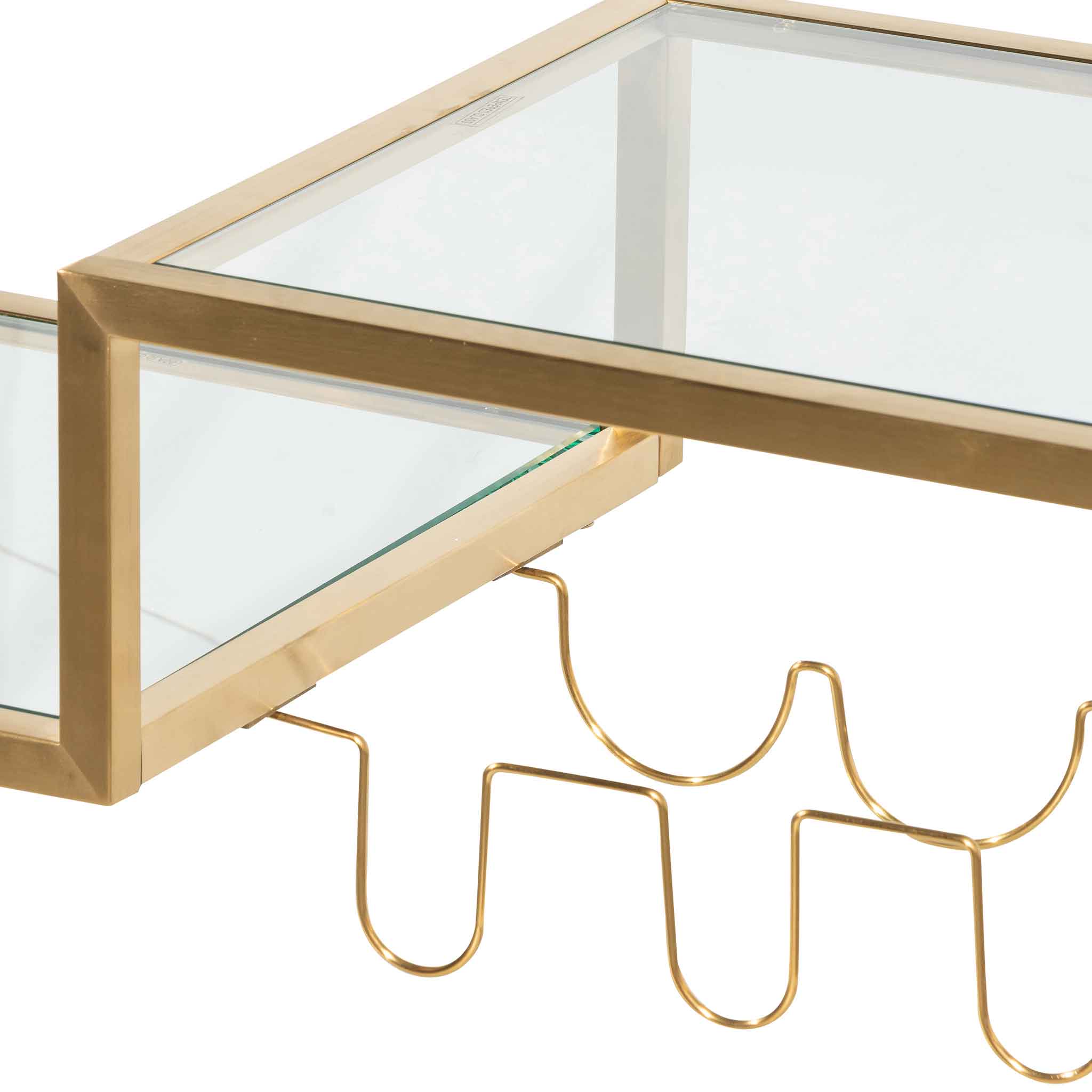 Glass Amalfi Bar Cart - Brushed Gold Base