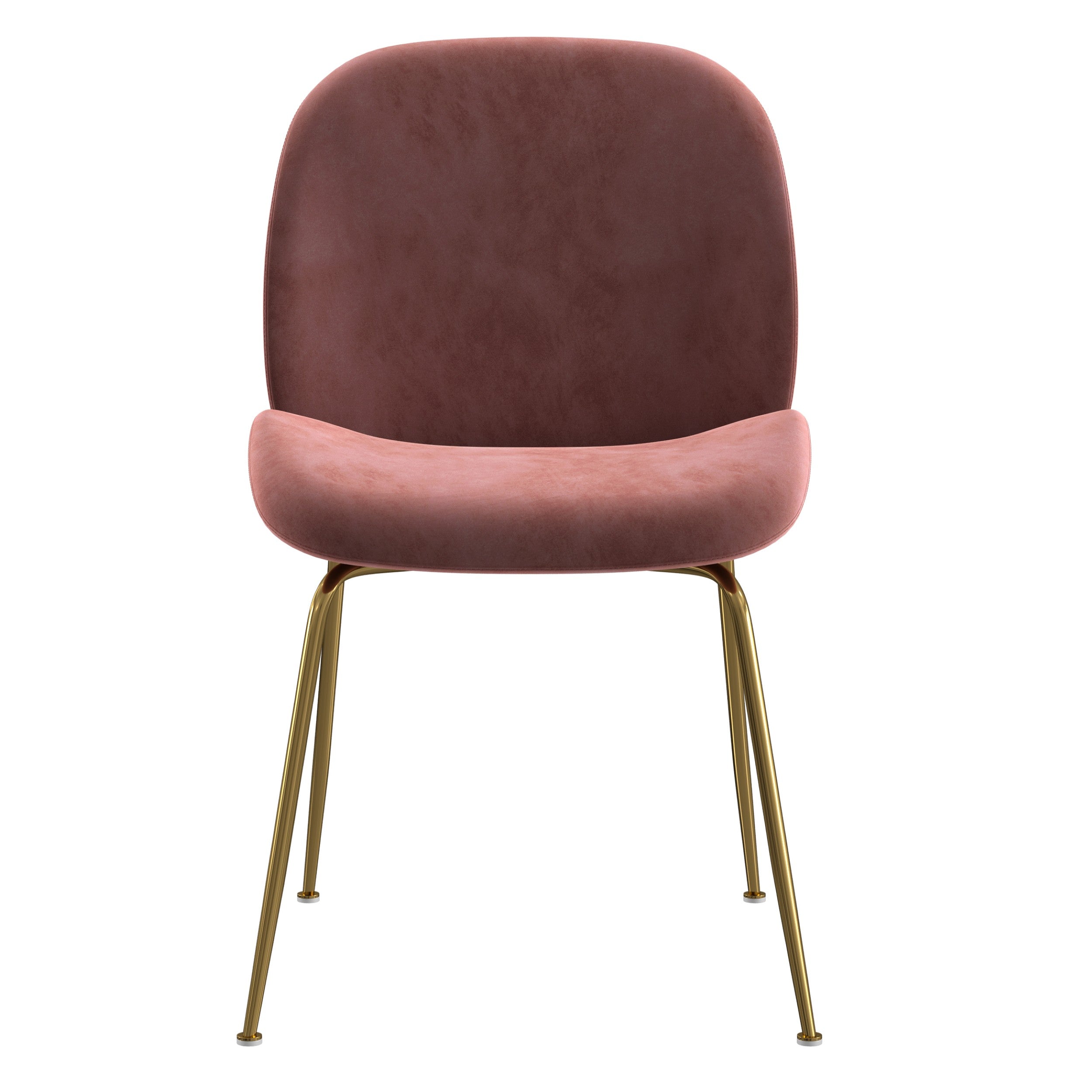 Velour Dining Chair Blush Velvet  And Gold Frame (Set of 2)