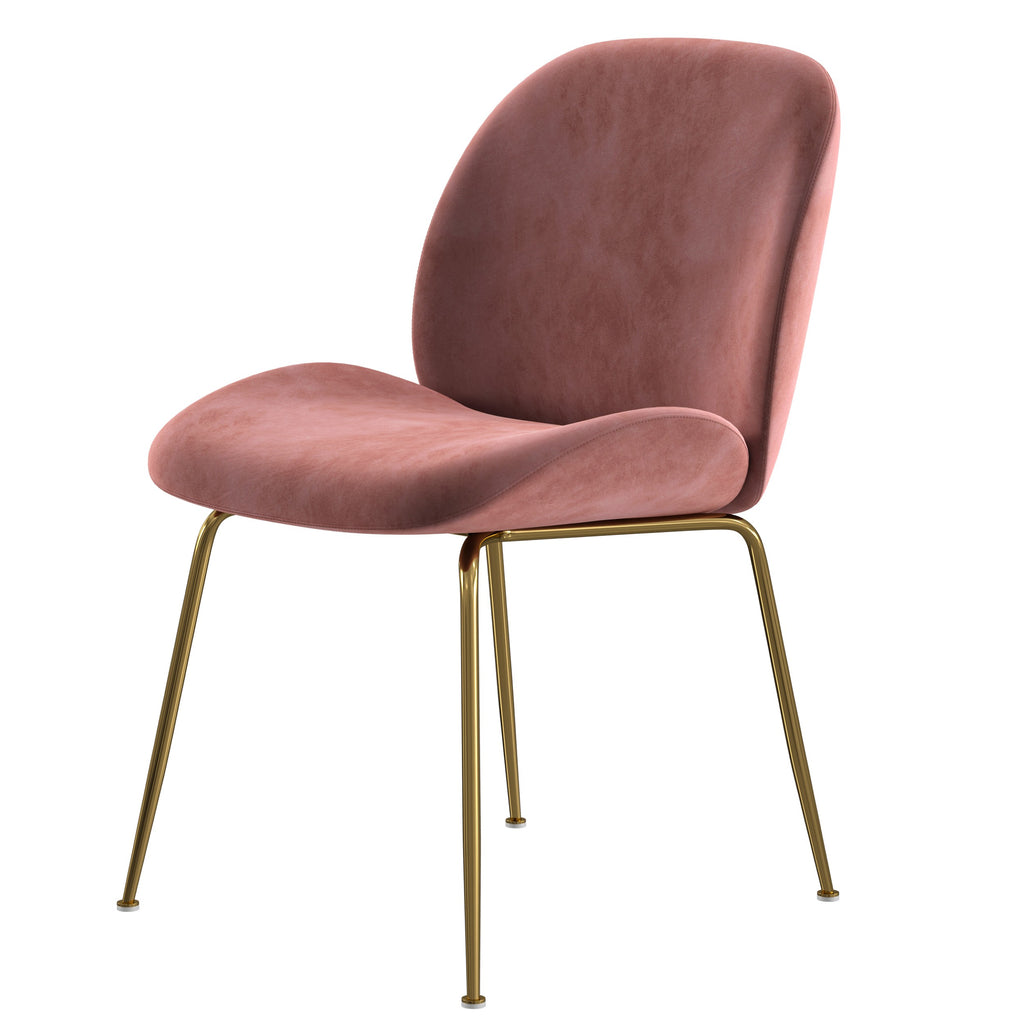 Velour Dining Chair Blush Velvet  And Gold Frame (Set of 2)