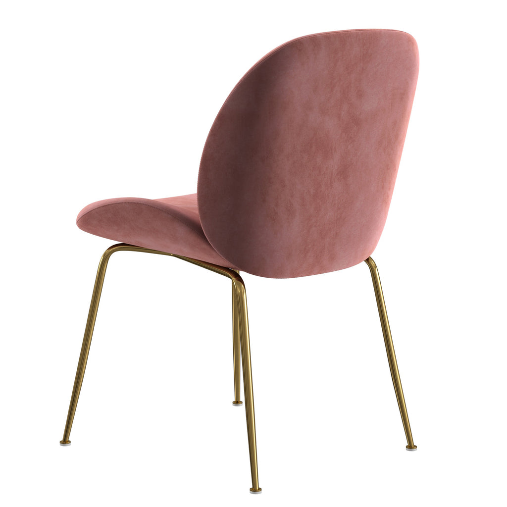 Velour Dining Chair Blush Velvet  And Gold Frame (Set of 2)