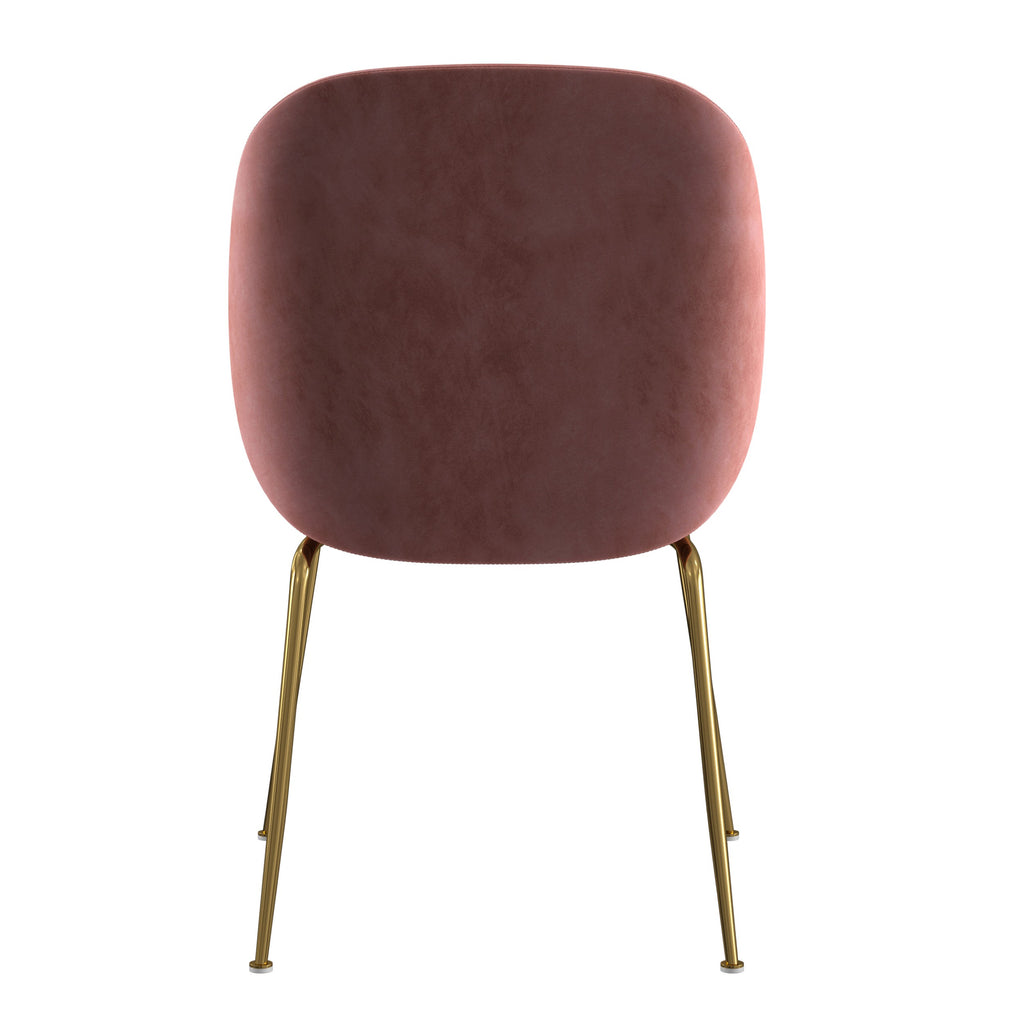 Velour Dining Chair Blush Velvet  And Gold Frame (Set of 2)