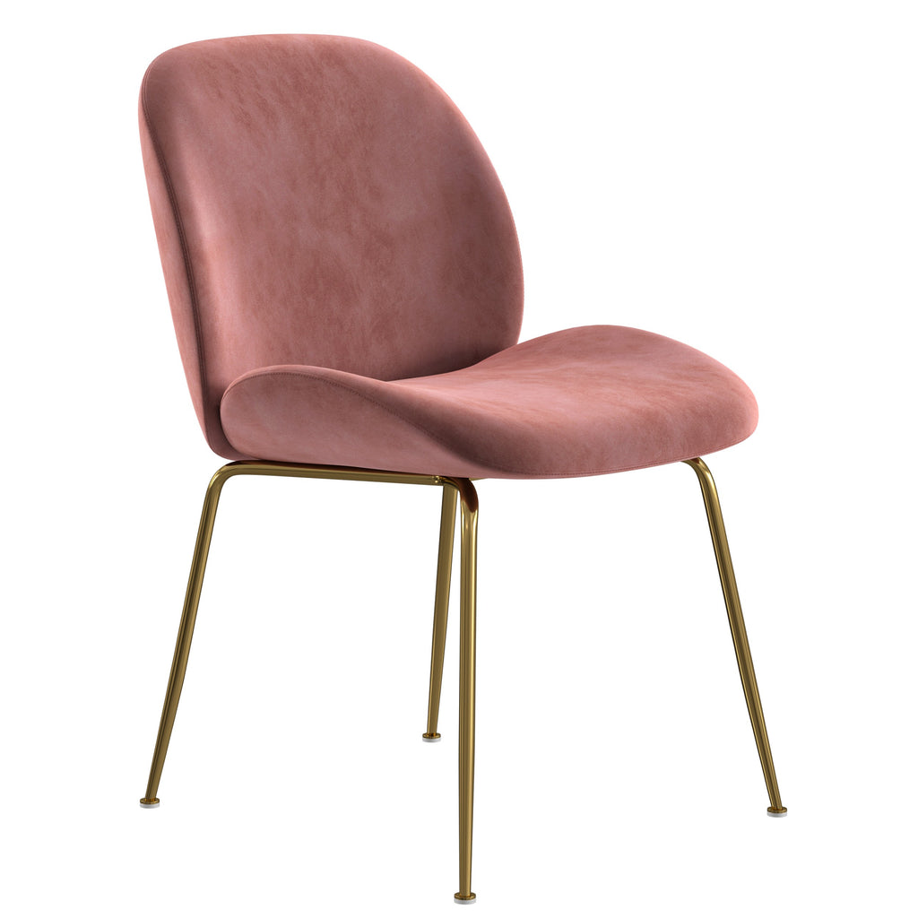 Velour Dining Chair Blush Velvet  And Gold Frame (Set of 2)