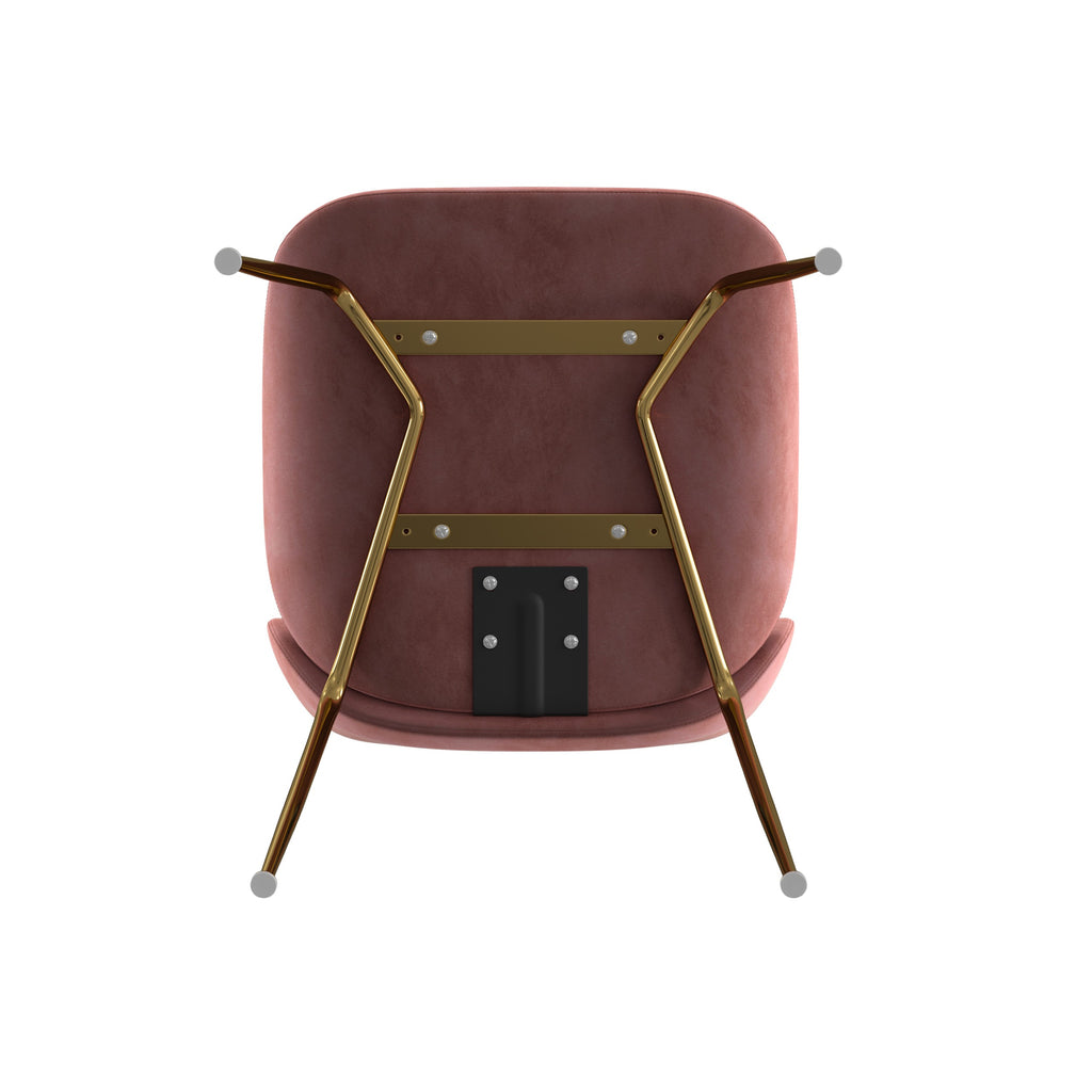 Velour Dining Chair Blush Velvet  And Gold Frame (Set of 2)