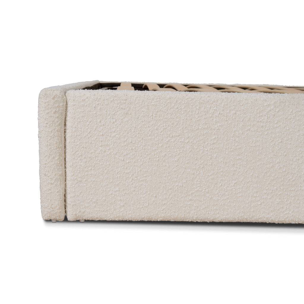 King Sized Lazio Bed Frame - Antique White Boucle with Storage