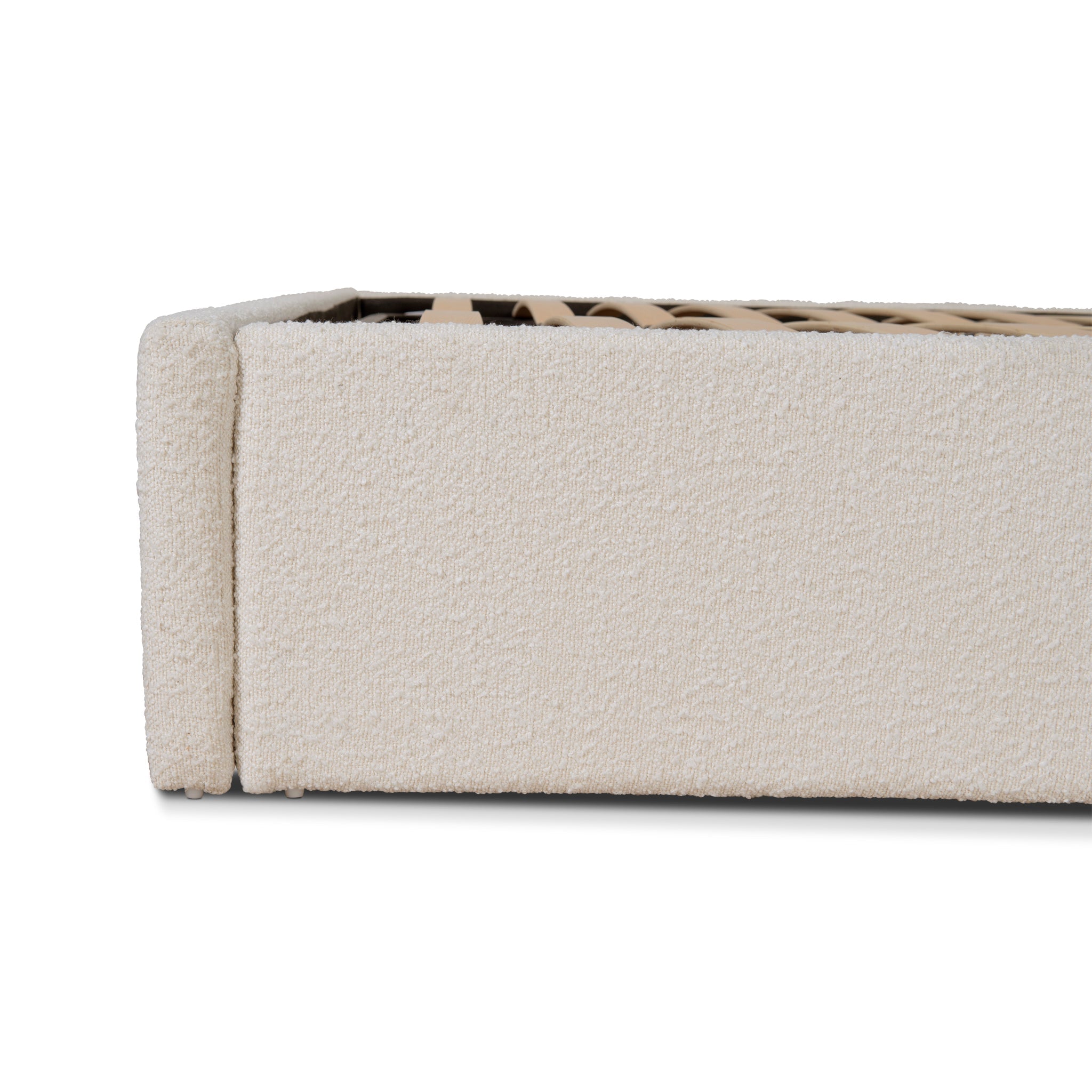 King Sized Lazio Bed Frame - Antique White Boucle with Storage