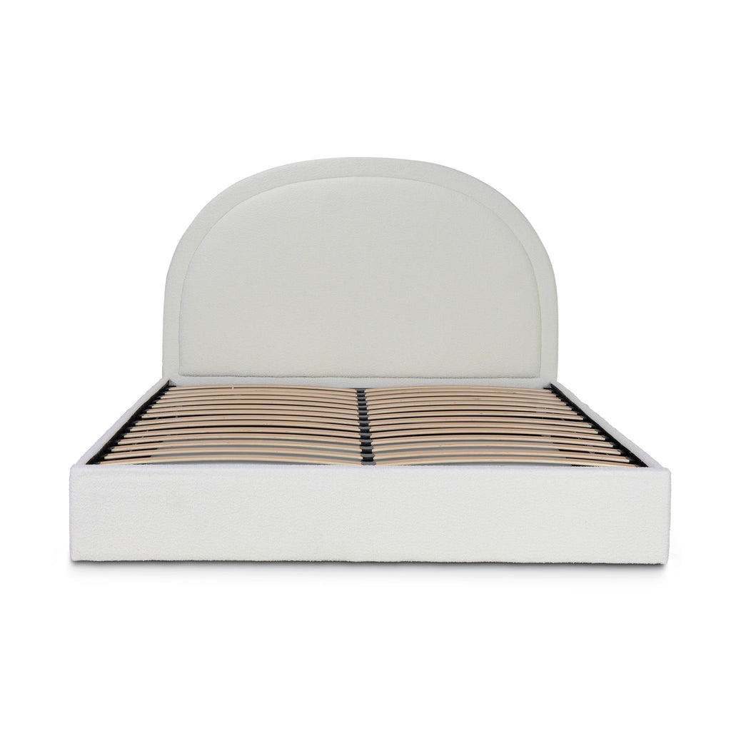 King Sized Lazio Bed Frame - Antique White Boucle with Storage