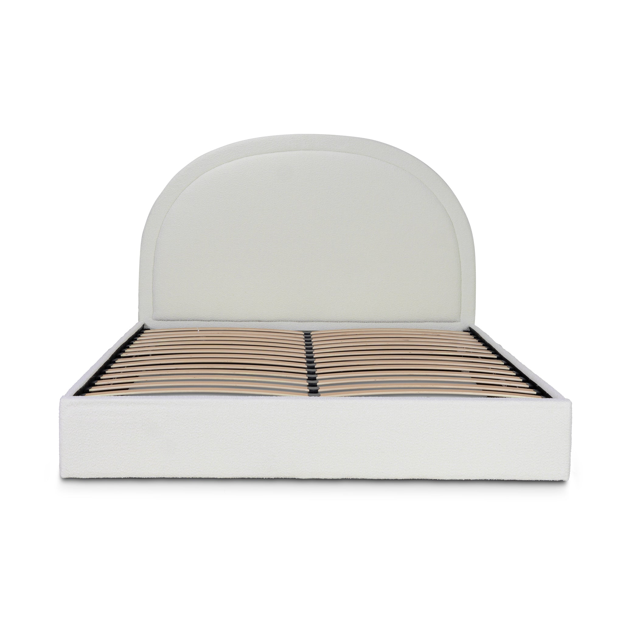 King Sized Lazio Bed Frame - Antique White Boucle with Storage