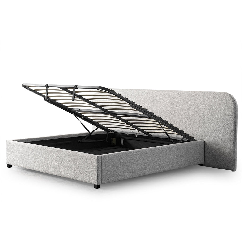 King Sized Lazio Bed Frame - Clay Grey with storage