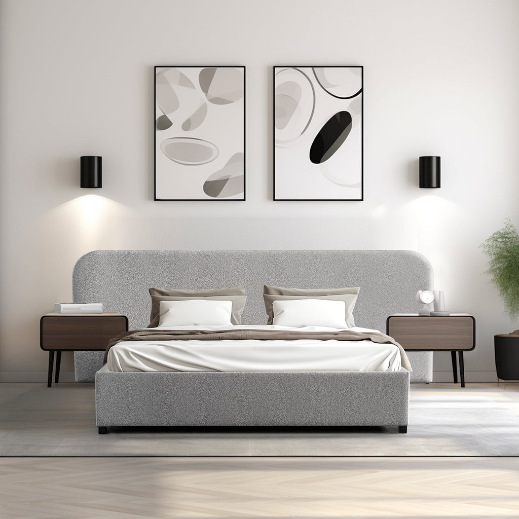 King Sized Lazio Bed Frame - Clay Grey with storage