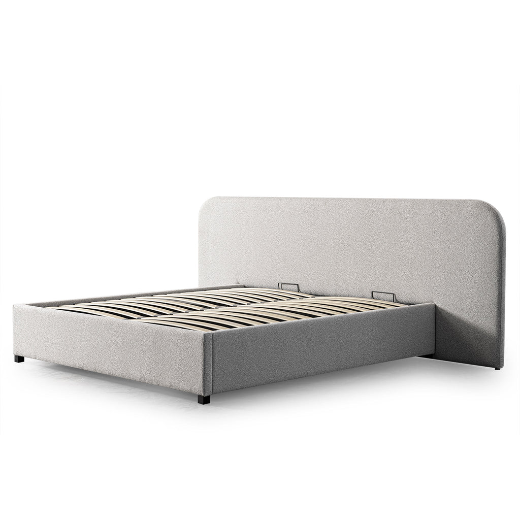 King Sized Lazio Bed Frame - Clay Grey with storage