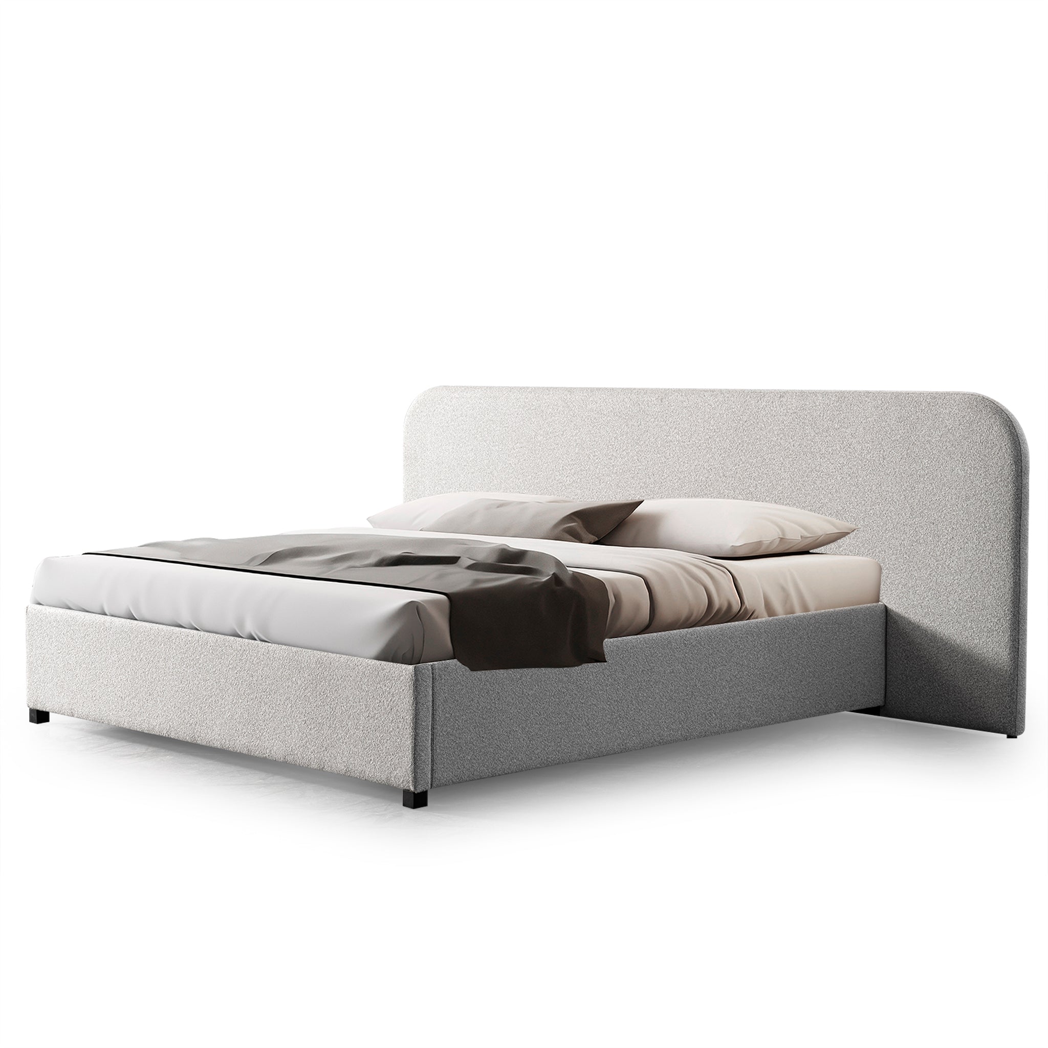 King Sized Lazio Bed Frame - Clay Grey with storage