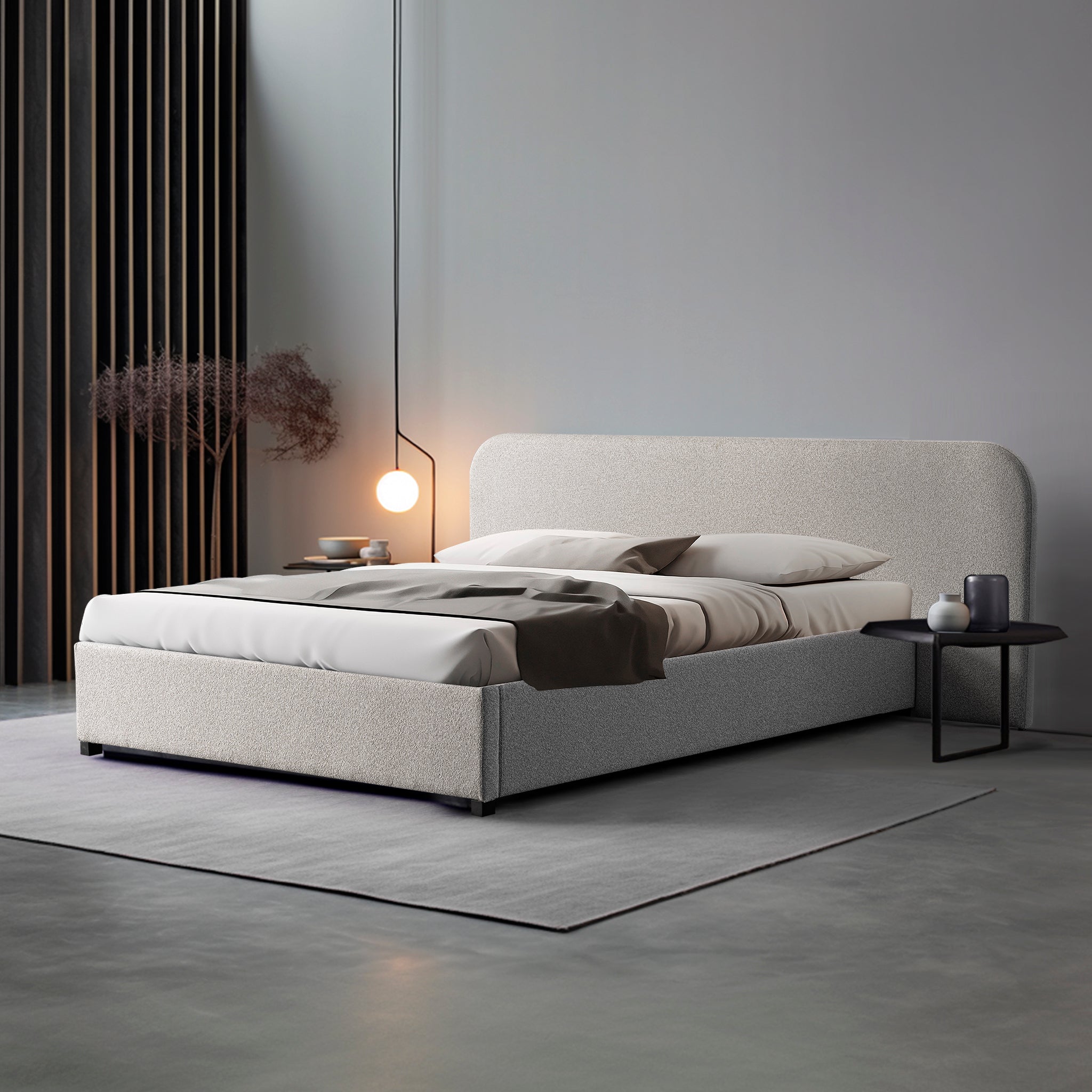 King Sized Lazio Bed Frame - Clay Grey with storage