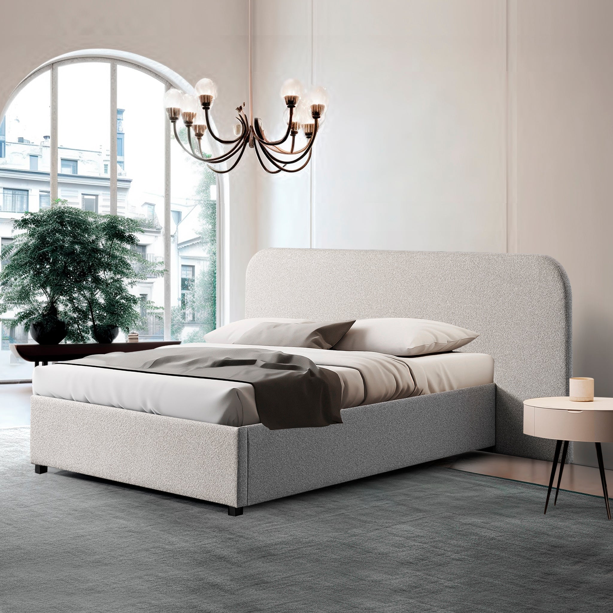 Queen Sized Lazio Bed Frame - Clay Grey with storage