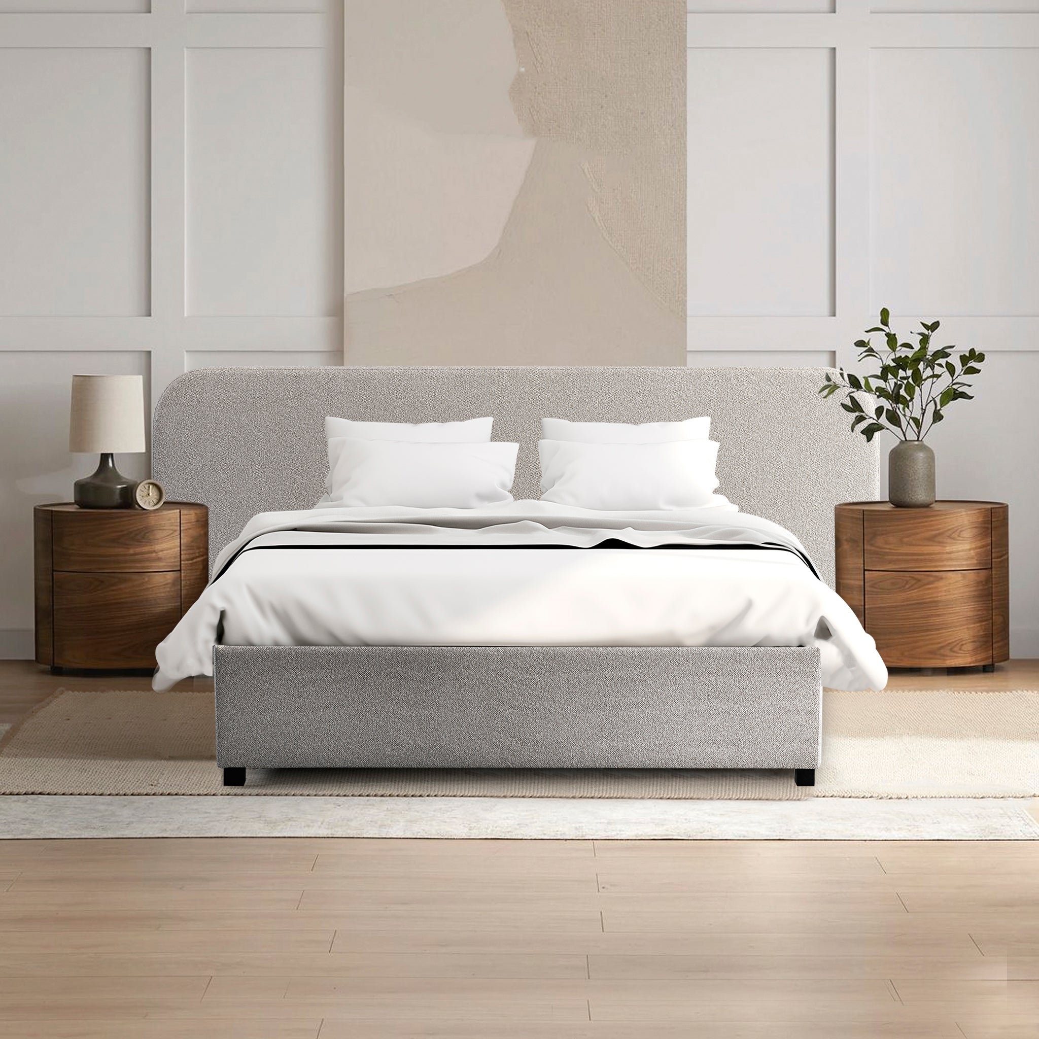 Queen Sized Lazio Bed Frame - Clay Grey with storage