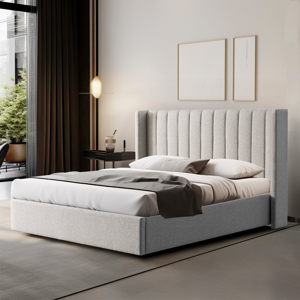 King Lazio Bed Frame - Wide Base in Clay Grey