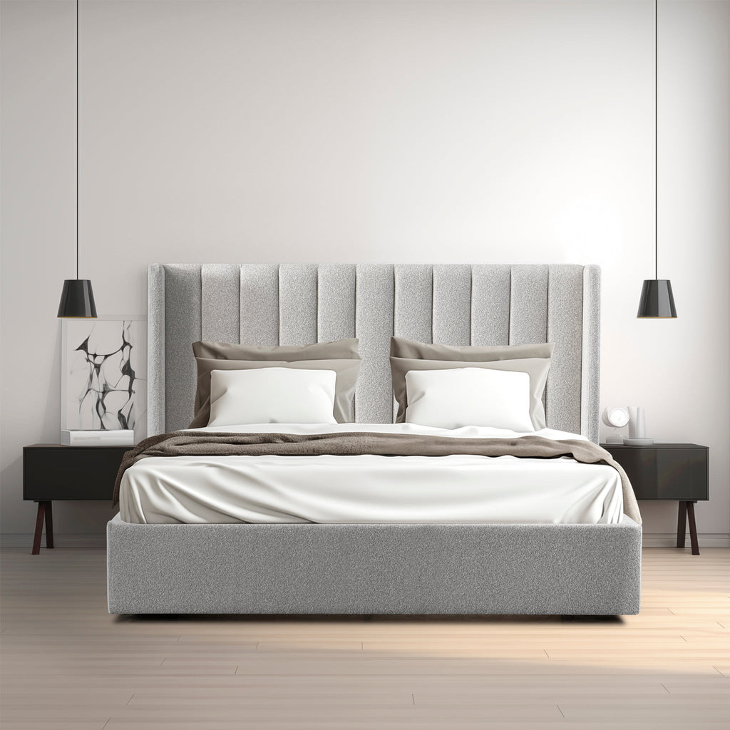 King Lazio Bed Frame - Wide Base in Clay Grey