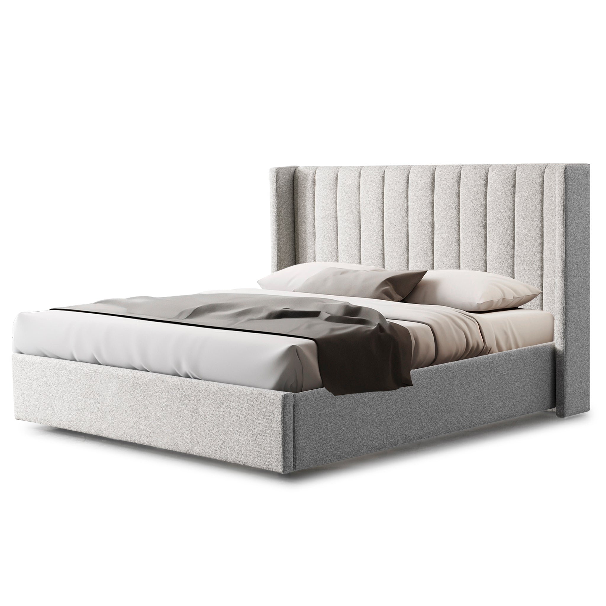 King Lazio Bed Frame - Wide Base in Clay Grey