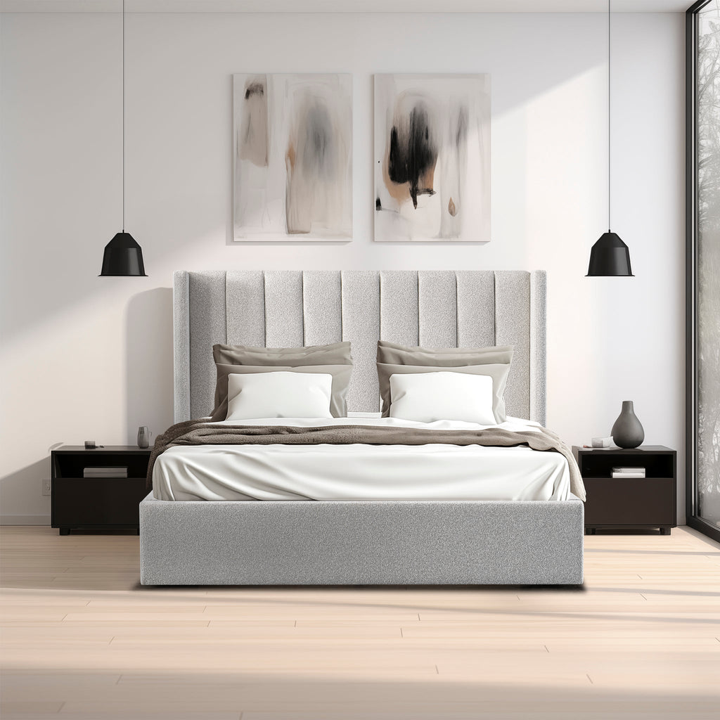 Queen Lazio Bed Frame - Wide Base in Clay Grey