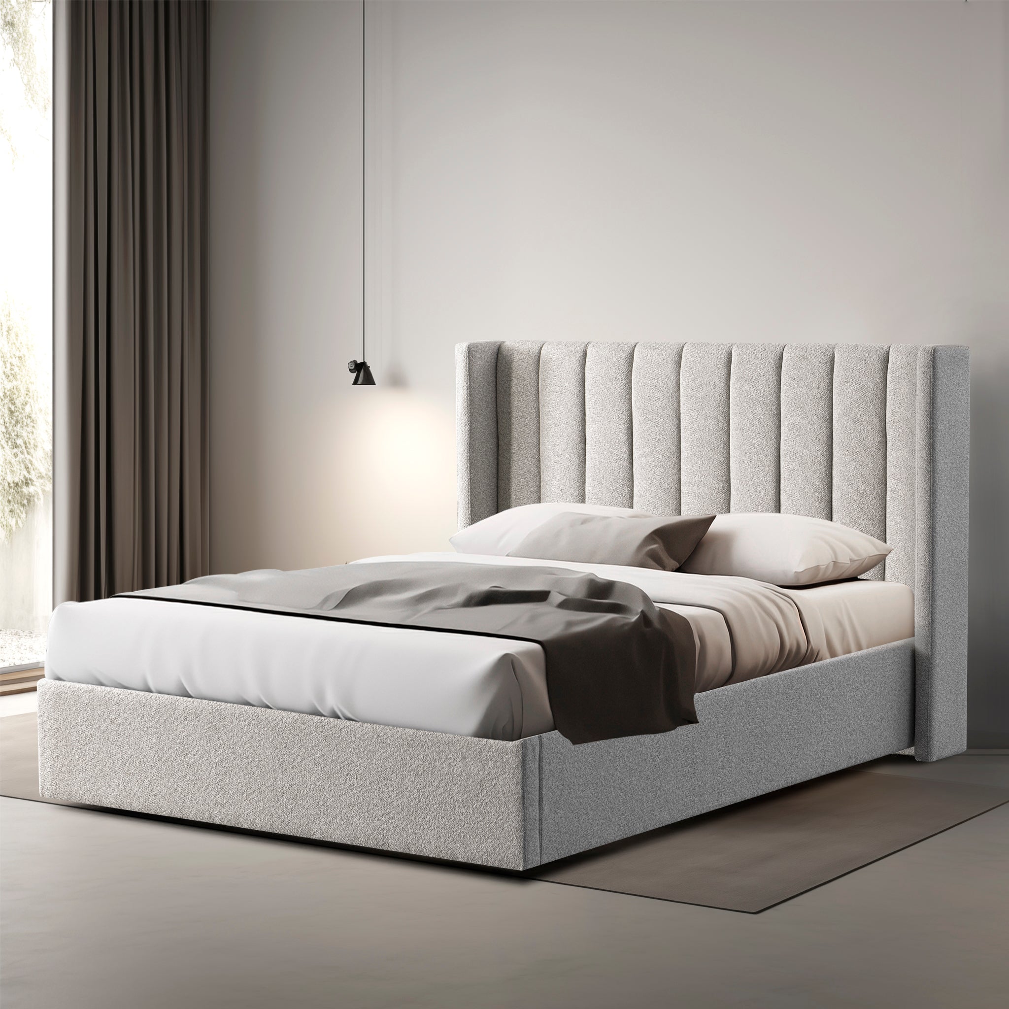 Queen Lazio Bed Frame - Wide Base in Clay Grey