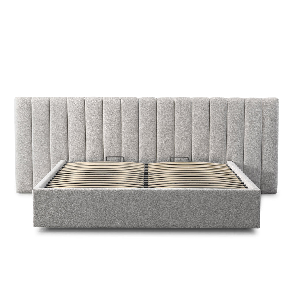 Wide Base King Sized Lazio Bed Frame - Clay Grey with Storage