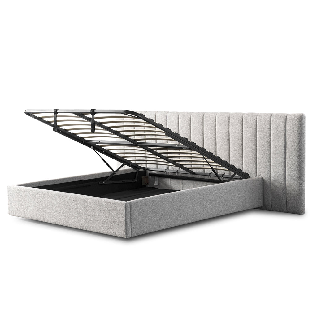 Wide Base King Sized Lazio Bed Frame - Clay Grey with Storage