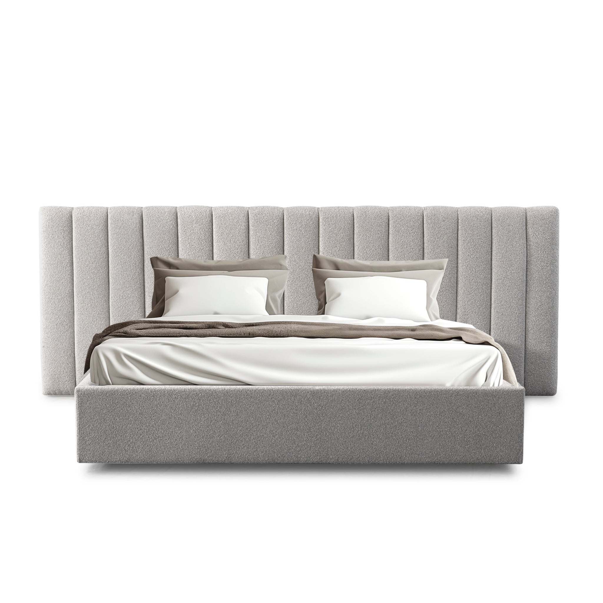 Wide Base King Sized Lazio Bed Frame - Clay Grey with Storage