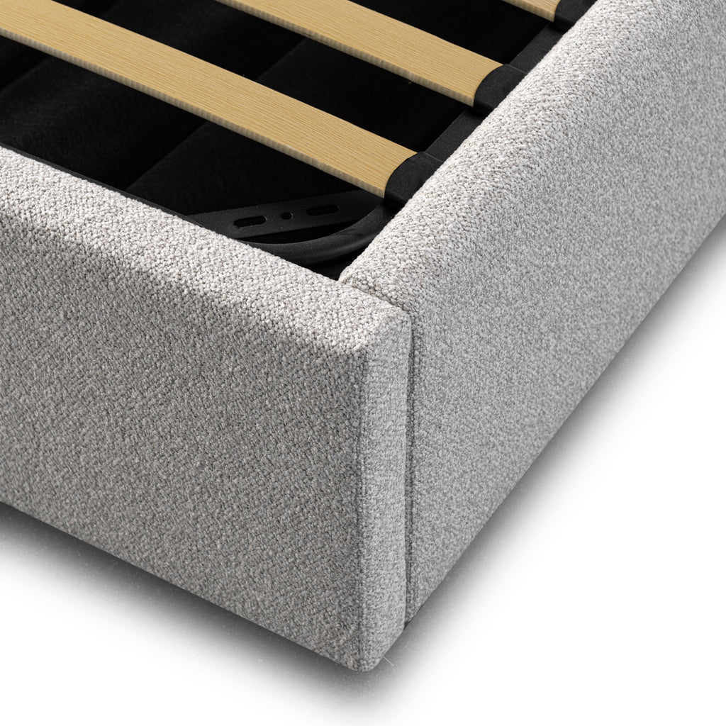 Wide Base King Sized Lazio Bed Frame - Clay Grey with Storage