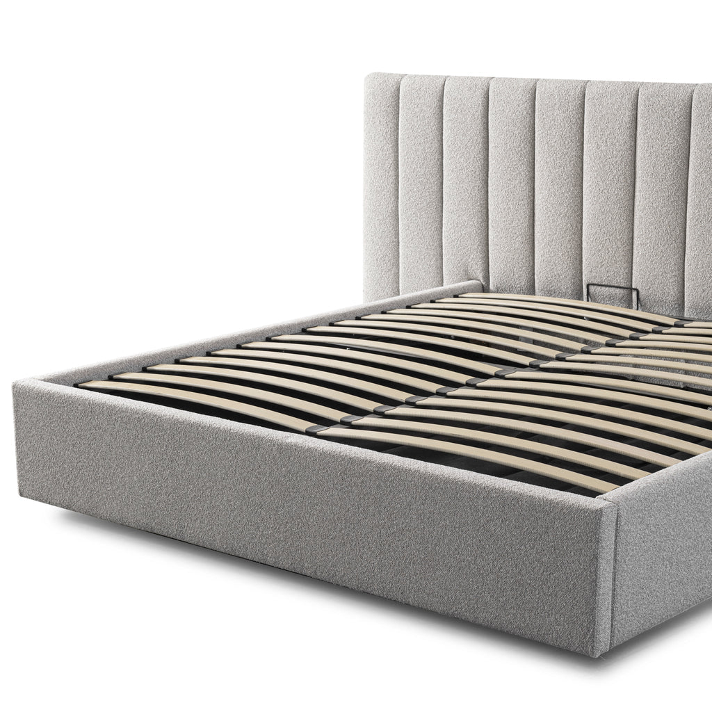 Wide Base King Sized Lazio Bed Frame - Clay Grey with Storage