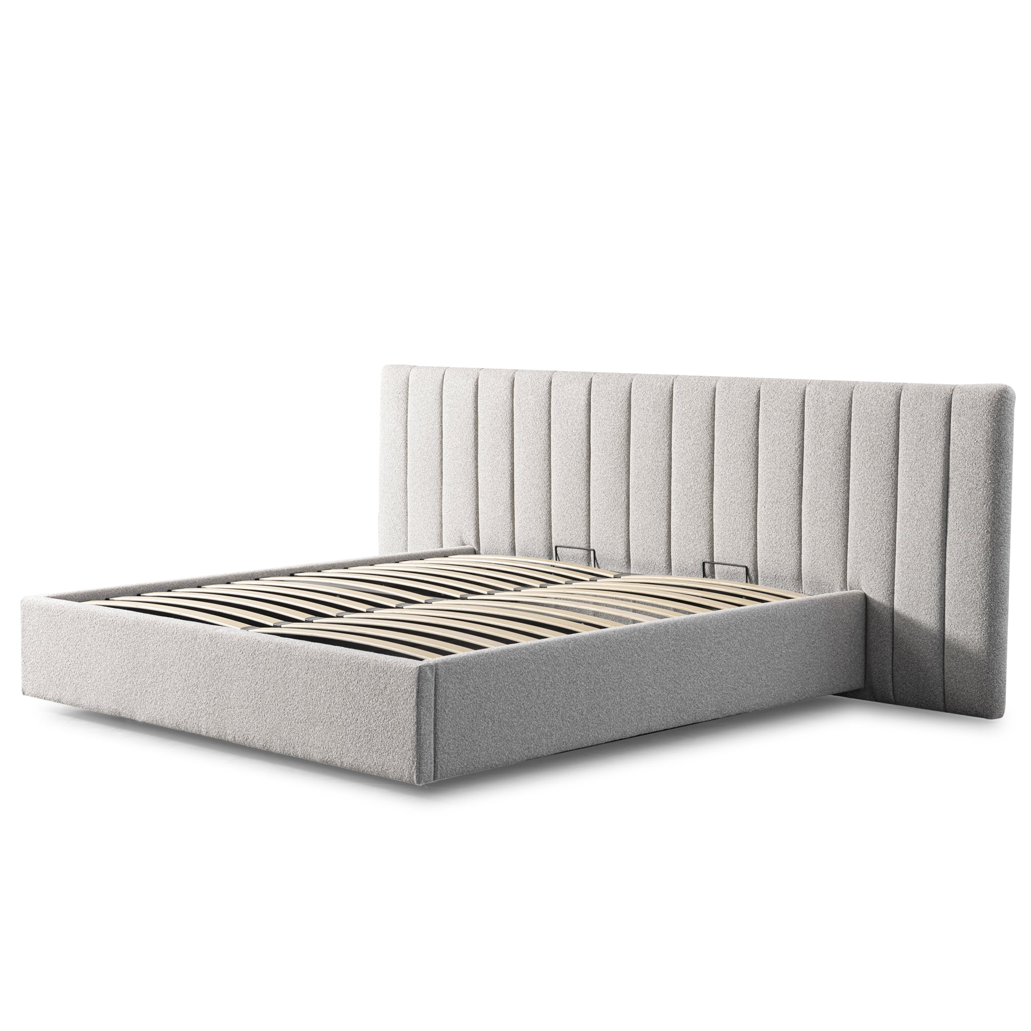 Wide Base King Sized Lazio Bed Frame - Clay Grey with Storage