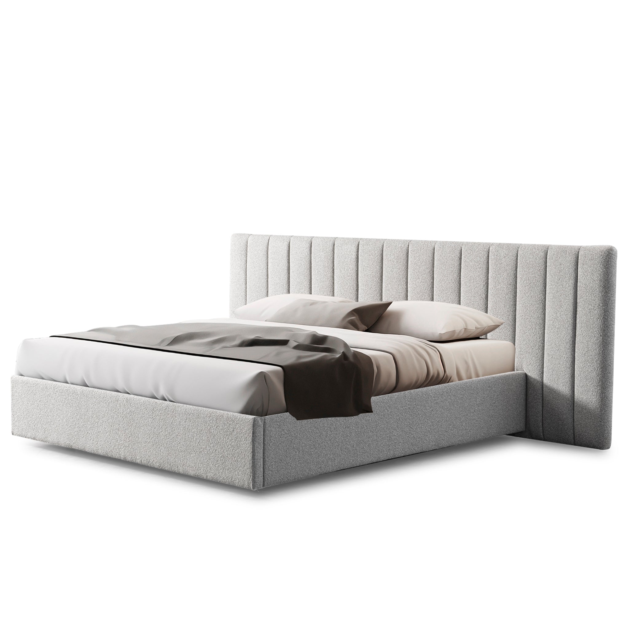 Wide Base King Sized Lazio Bed Frame - Clay Grey with Storage