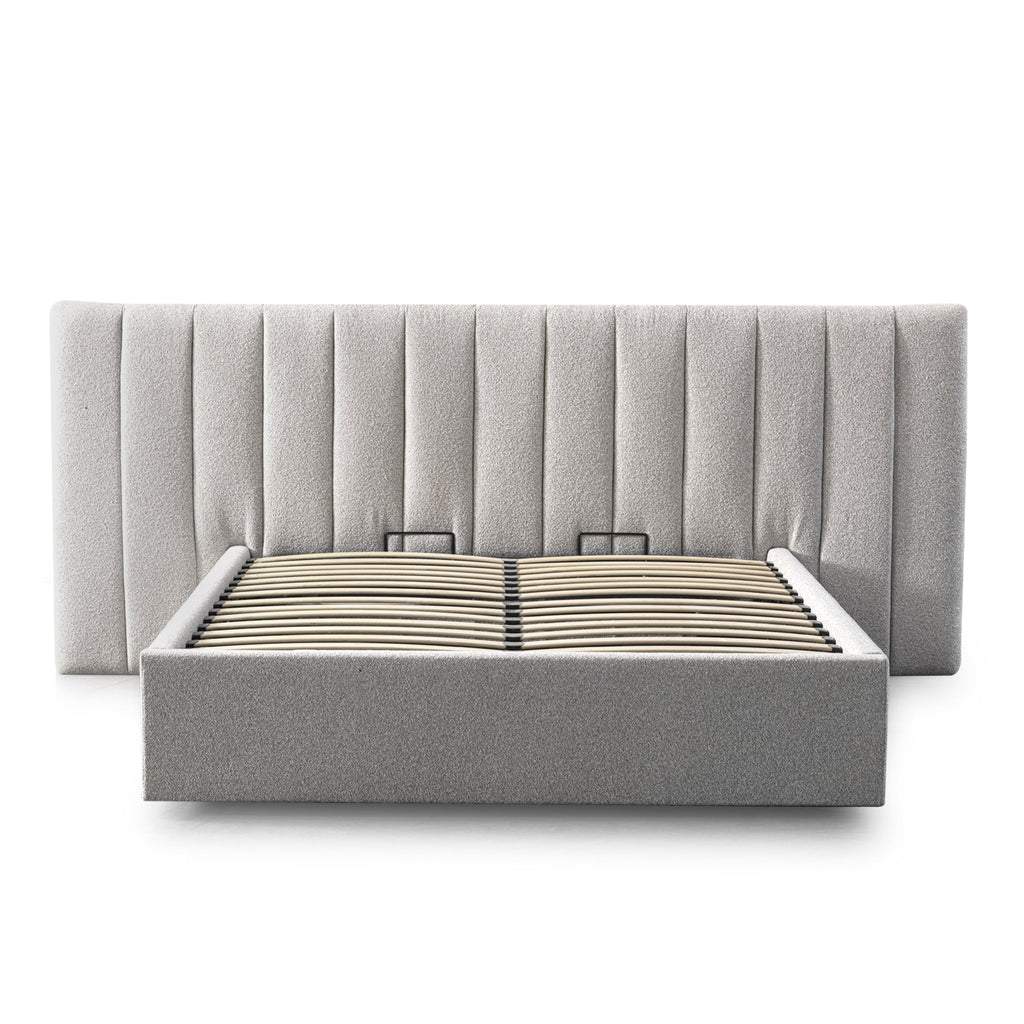 Wide Base Queen Lazio Bed Frame - Clay Grey with Storage
