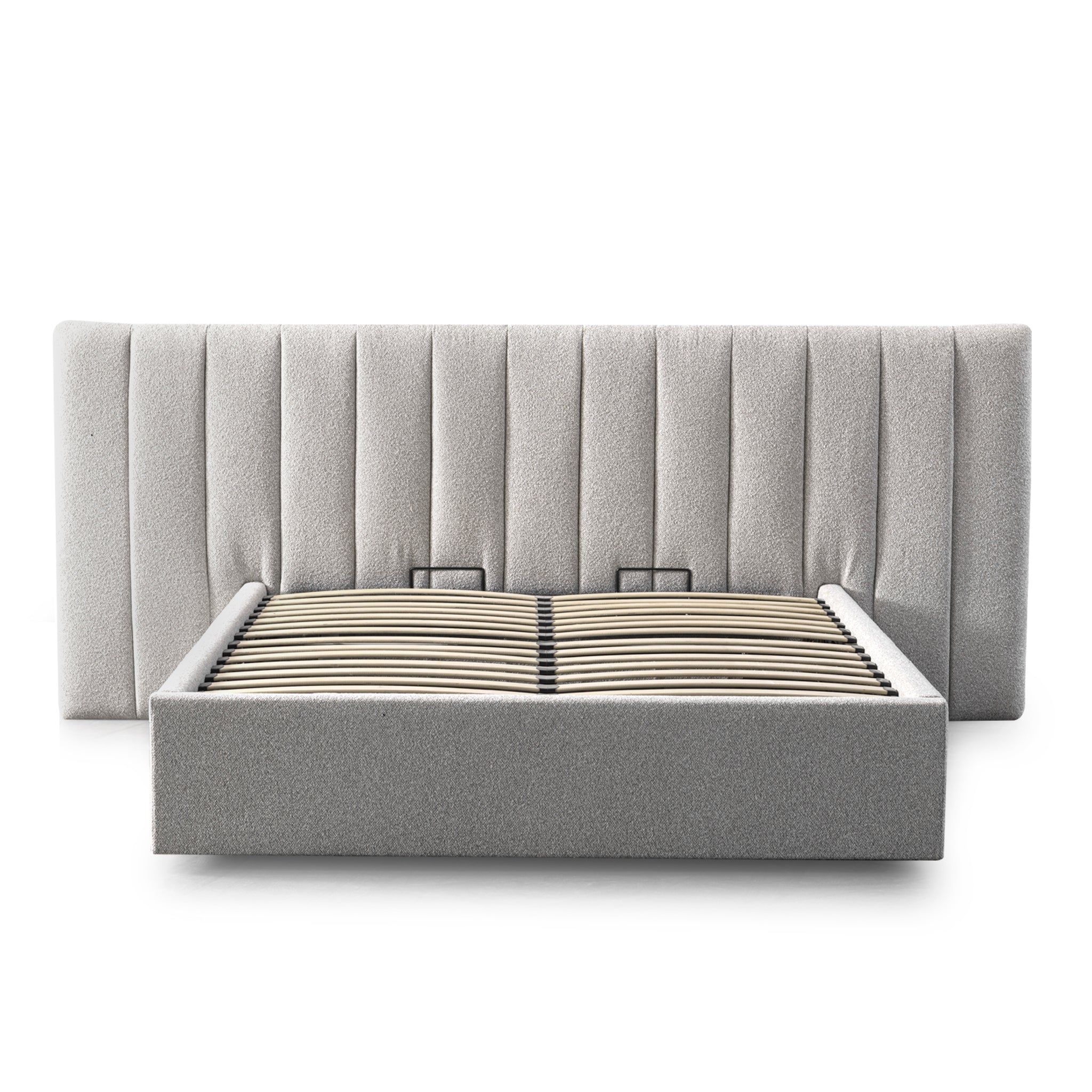 Wide Base Queen Lazio Bed Frame - Clay Grey with Storage