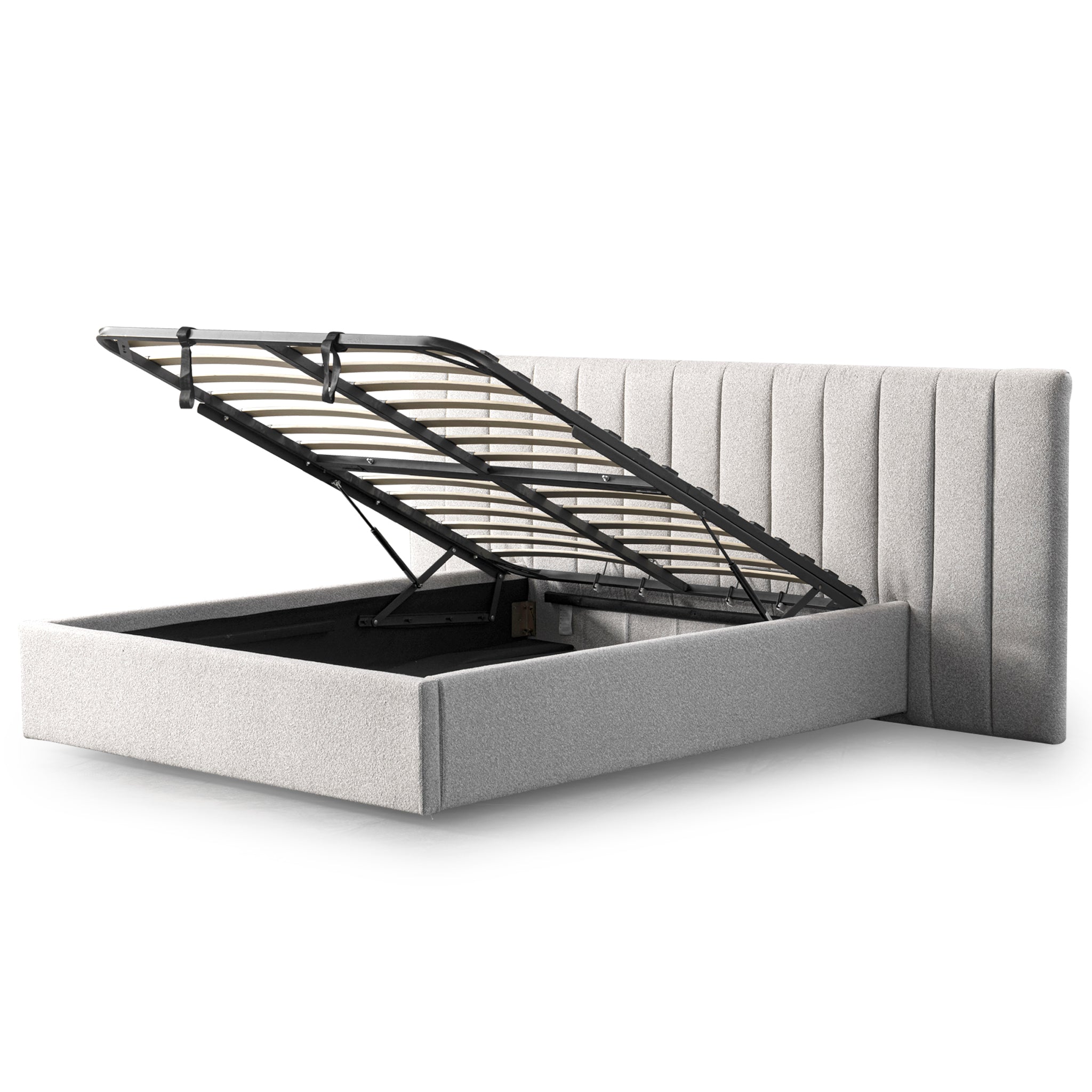Wide Base Queen Lazio Bed Frame - Clay Grey with Storage