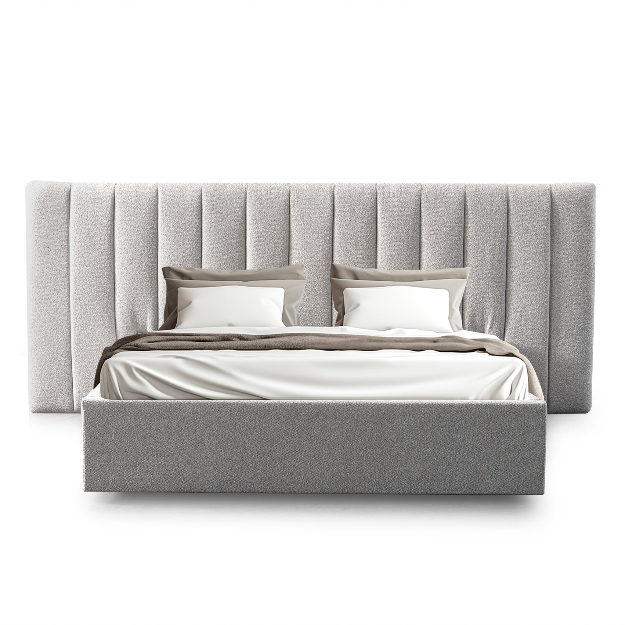 Wide Base Queen Lazio Bed Frame - Clay Grey with Storage
