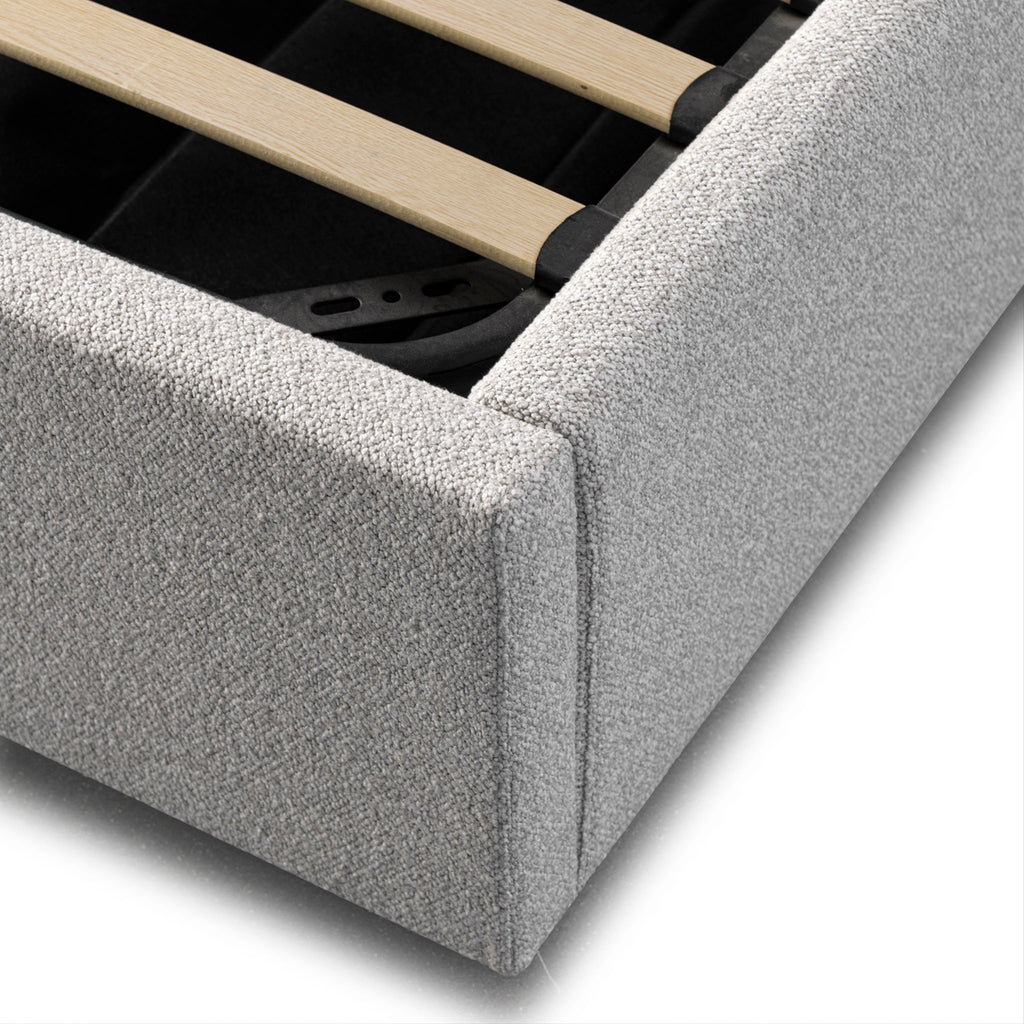 Wide Base Queen Lazio Bed Frame - Clay Grey with Storage