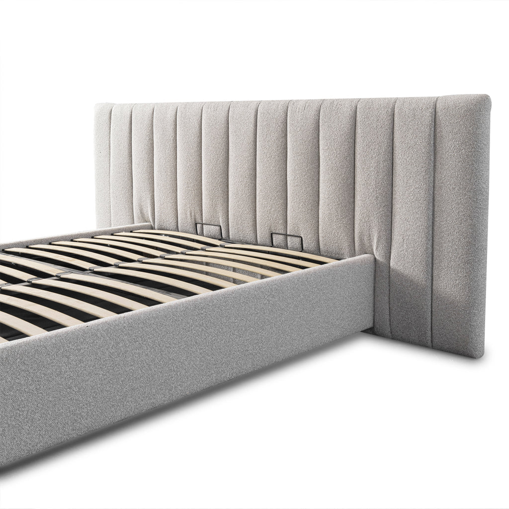 Wide Base Queen Lazio Bed Frame - Clay Grey with Storage