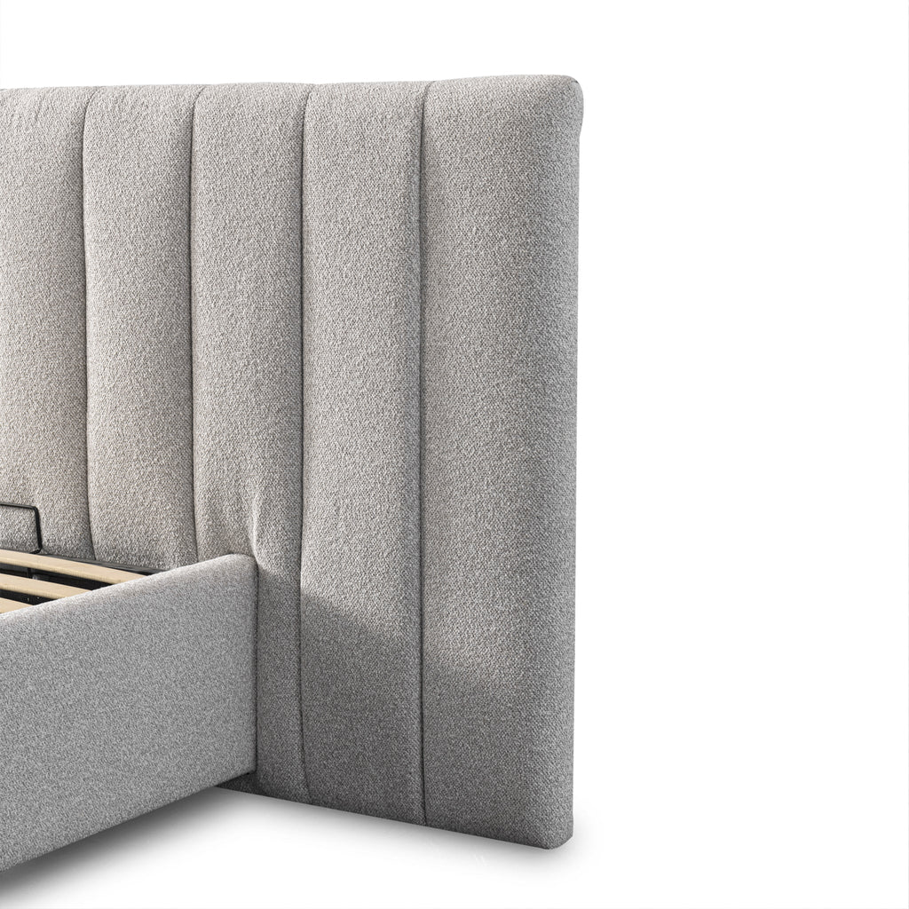 Wide Base Queen Lazio Bed Frame - Clay Grey with Storage