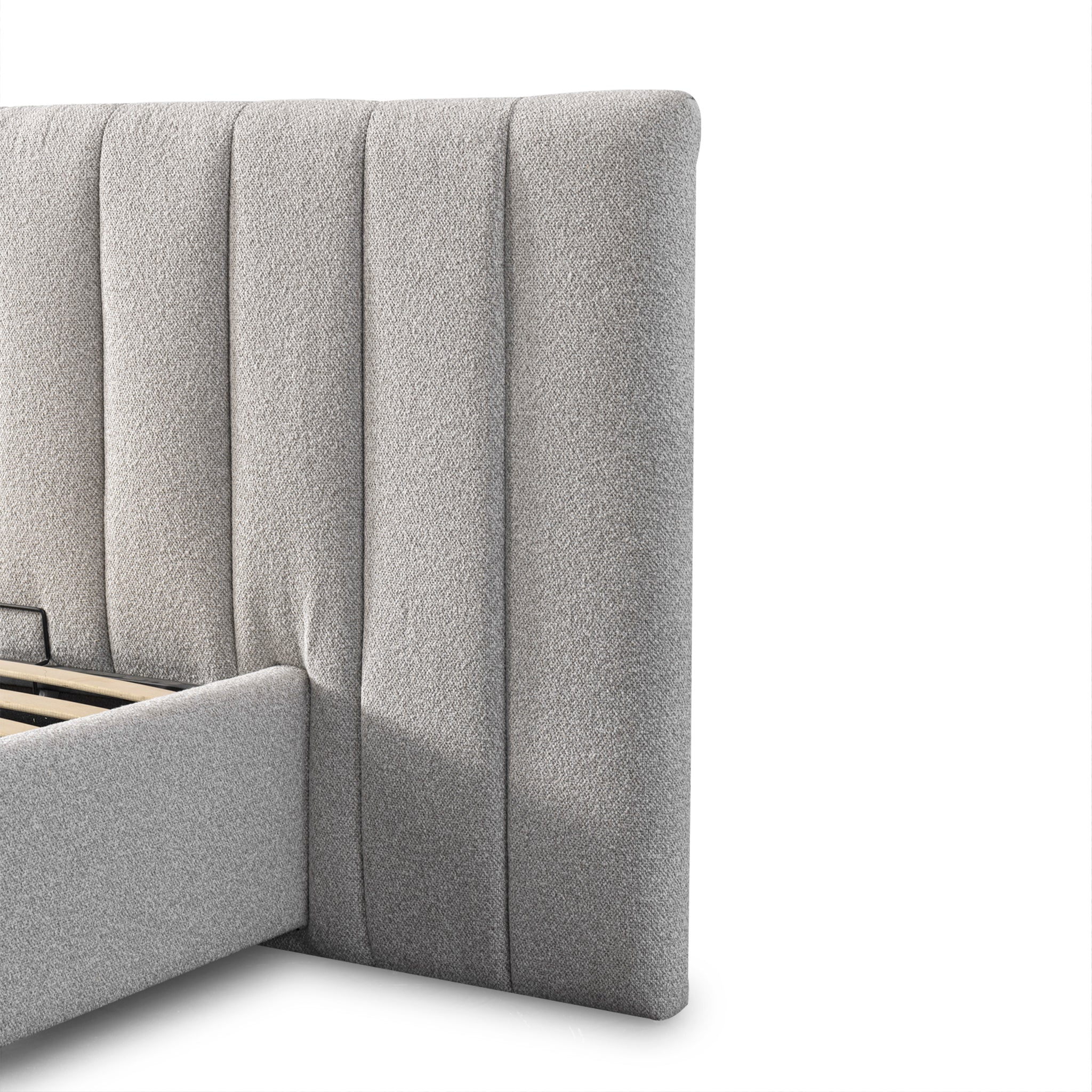 Wide Base Queen Lazio Bed Frame - Clay Grey with Storage